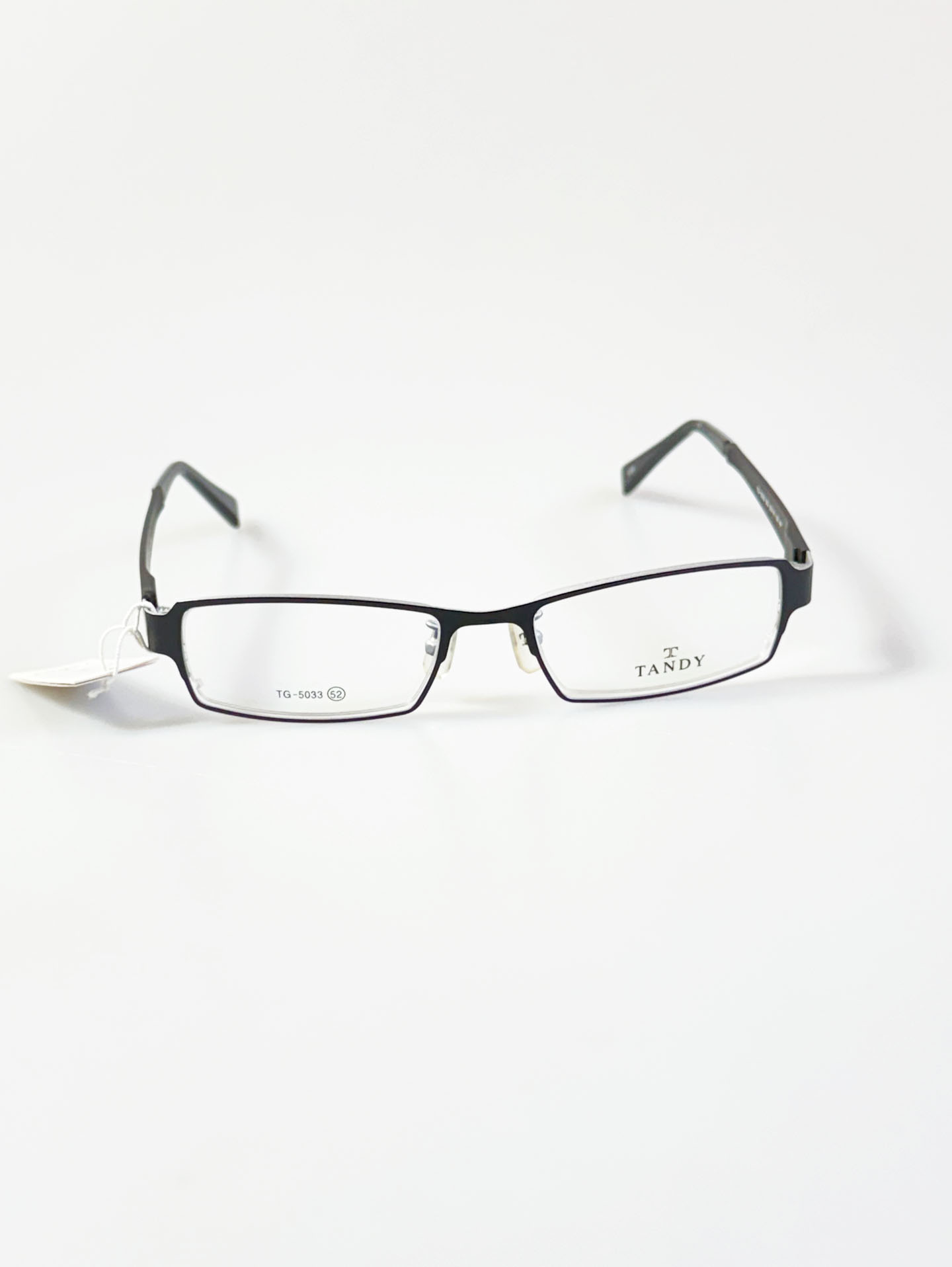 TANDY Black Metal Slim Square Frame Glasses