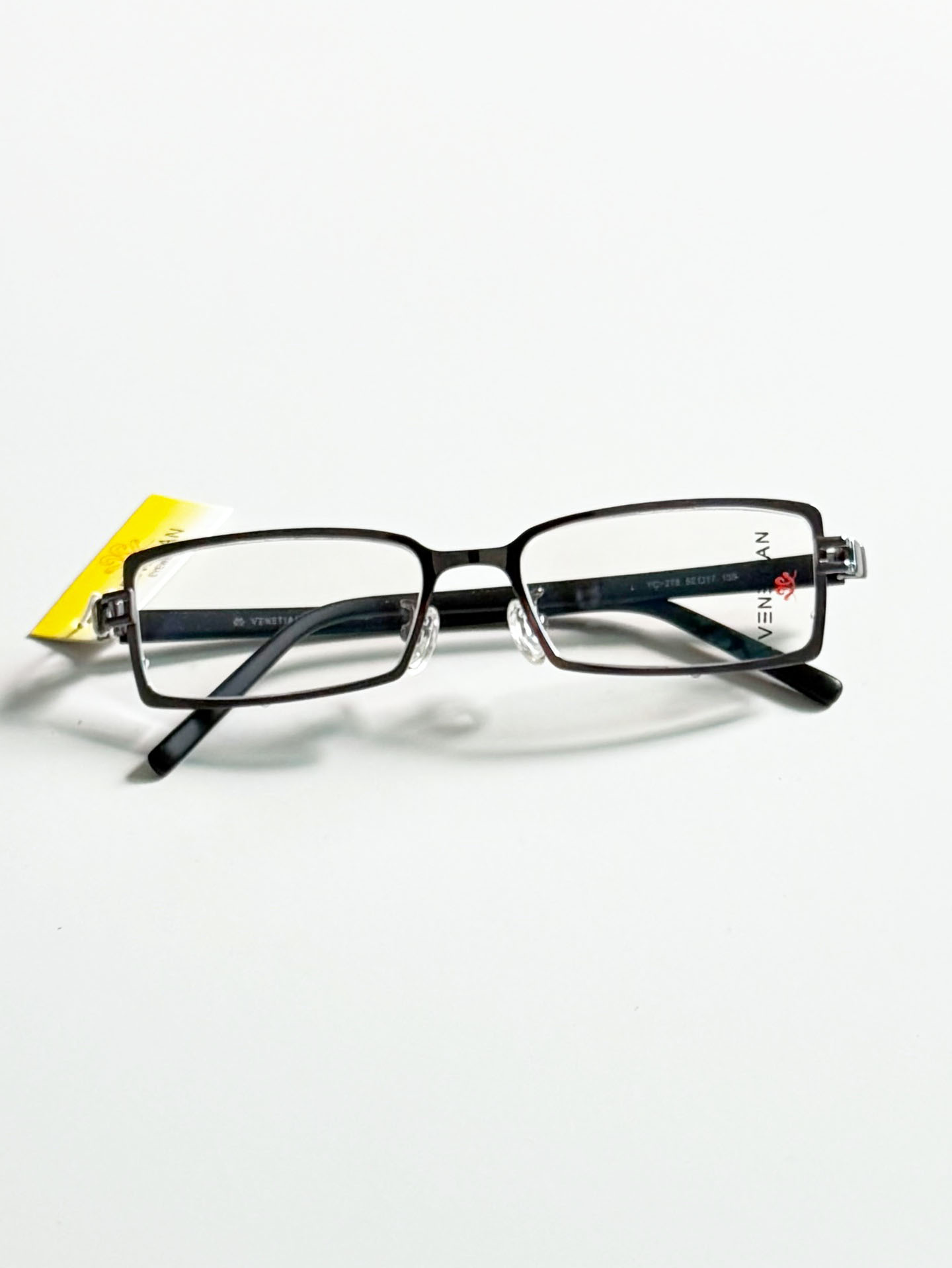 VENETIAN Gunmetal Slim Square Metal Frame Glasses