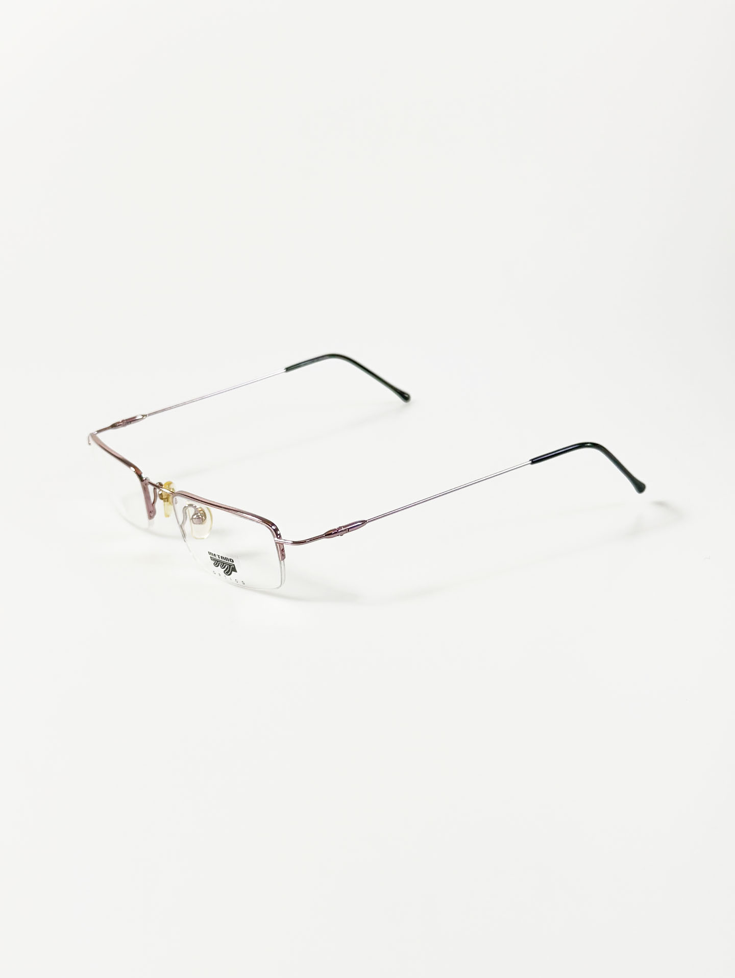 90's METANO Light Pink Metal Semi-Rimless Square Frame Glasses