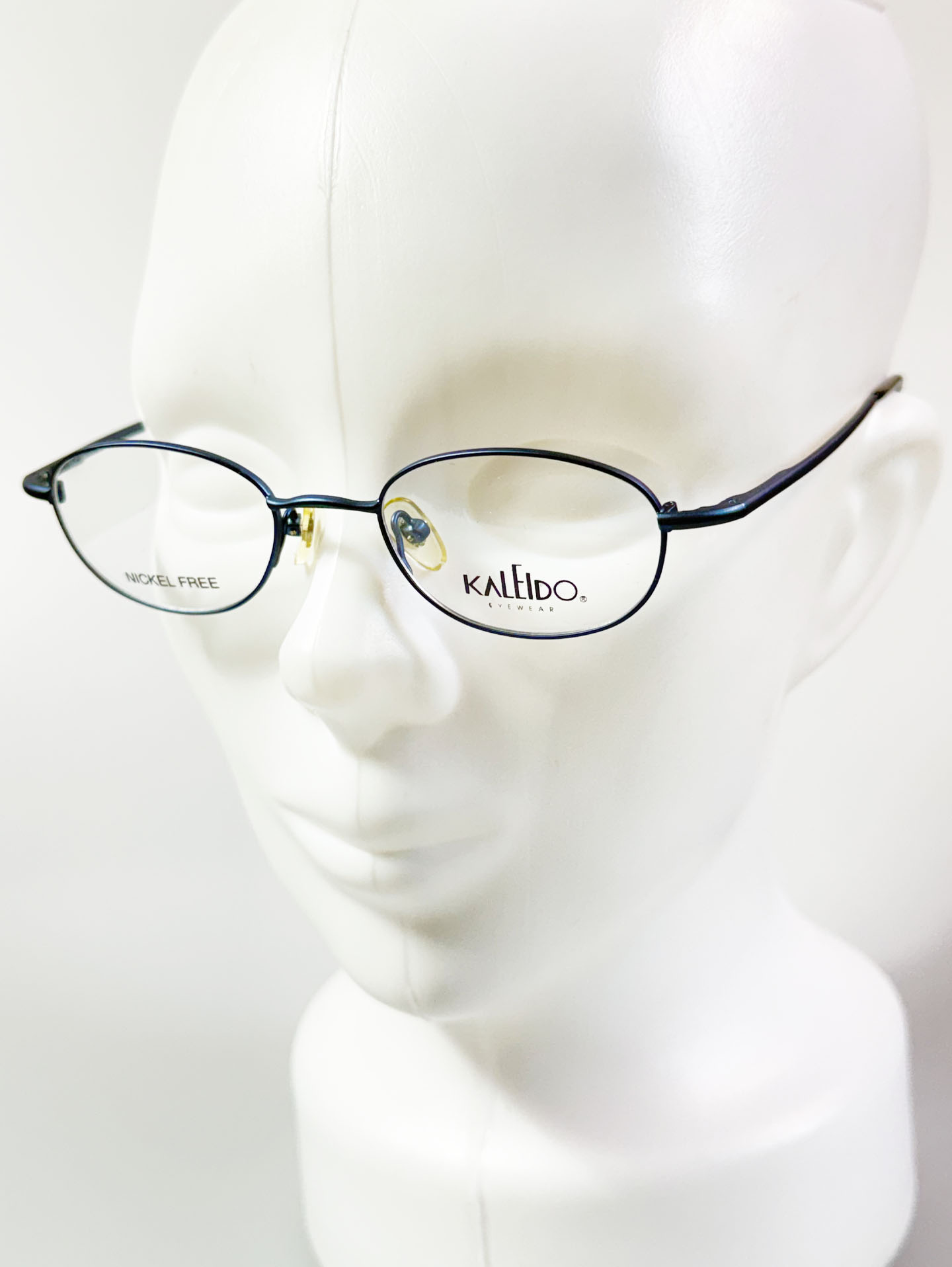 90's KALEIDO Slim Oval Blue Metal Frame Glasses
