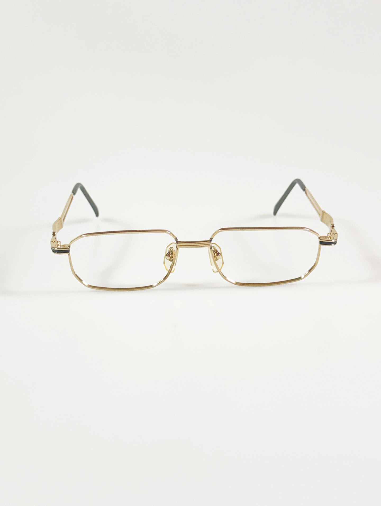 90's Retro Gold Slim Square Metal Glasses
