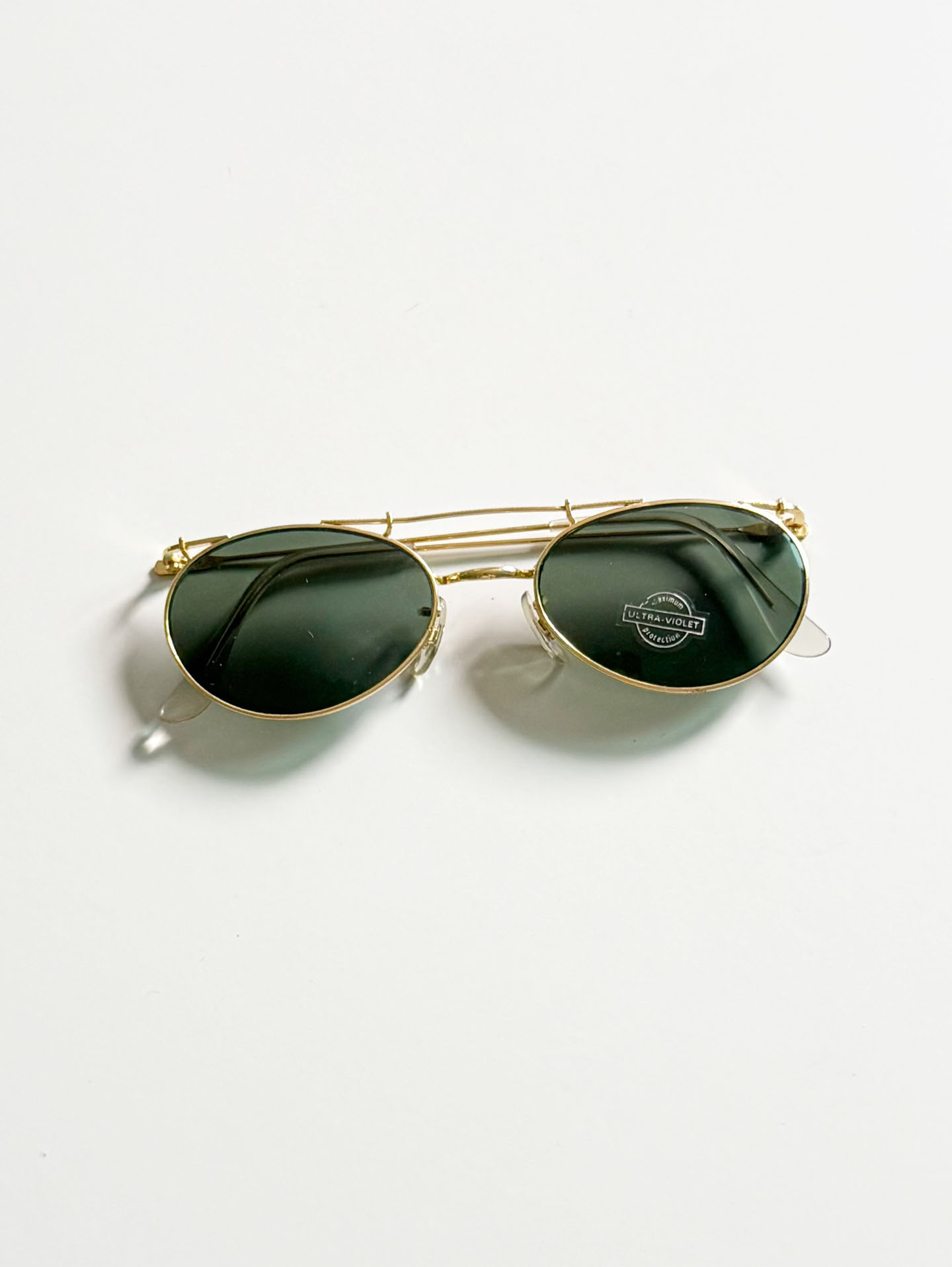90’s Double Bridge Gold Metal Oval Sunglasses