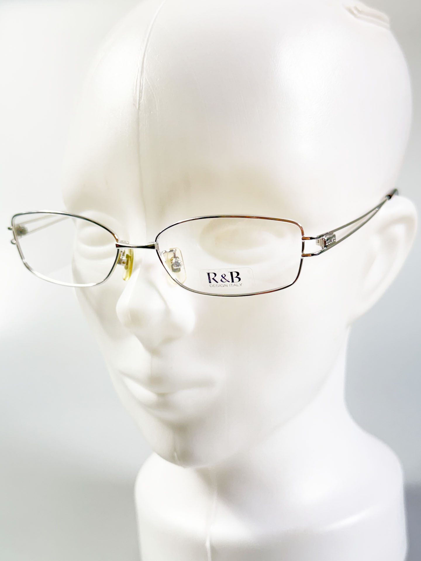 R&B Eyewear Silver Slim Square Metal Glasses