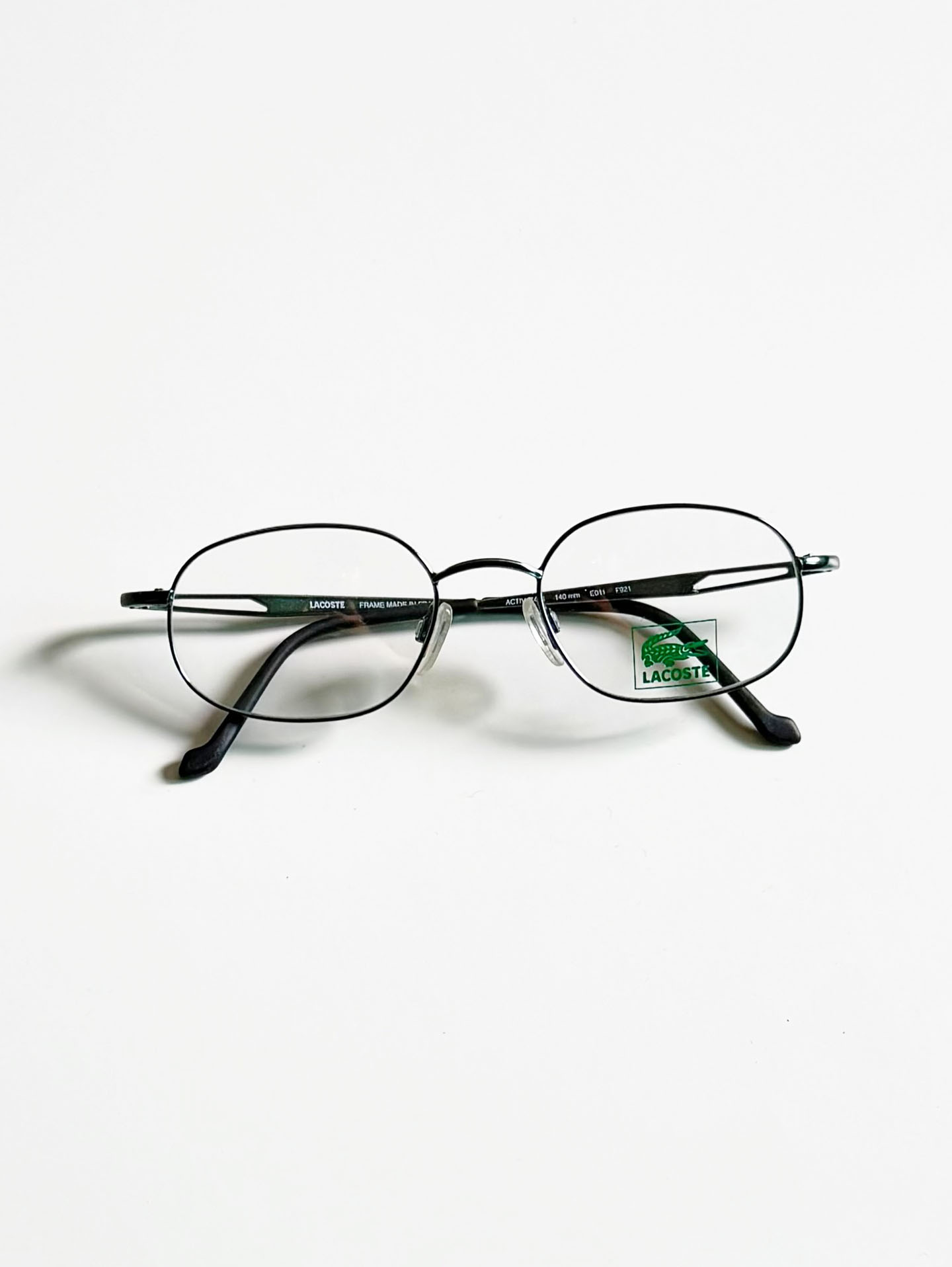 LACOSTE Slim Oval Deep Green Metal Frame Glasses