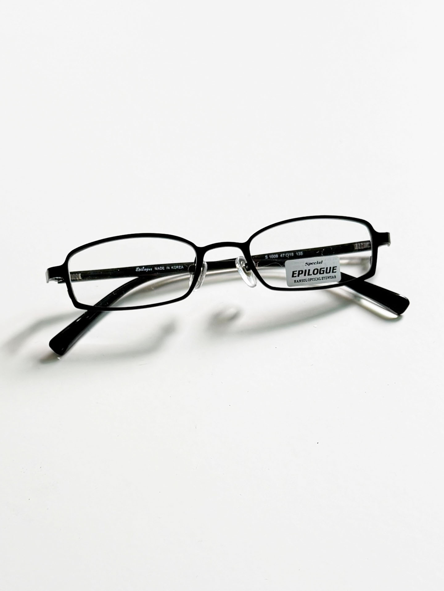 EPILOGUE Black Slim Square Metal Frame Glasses