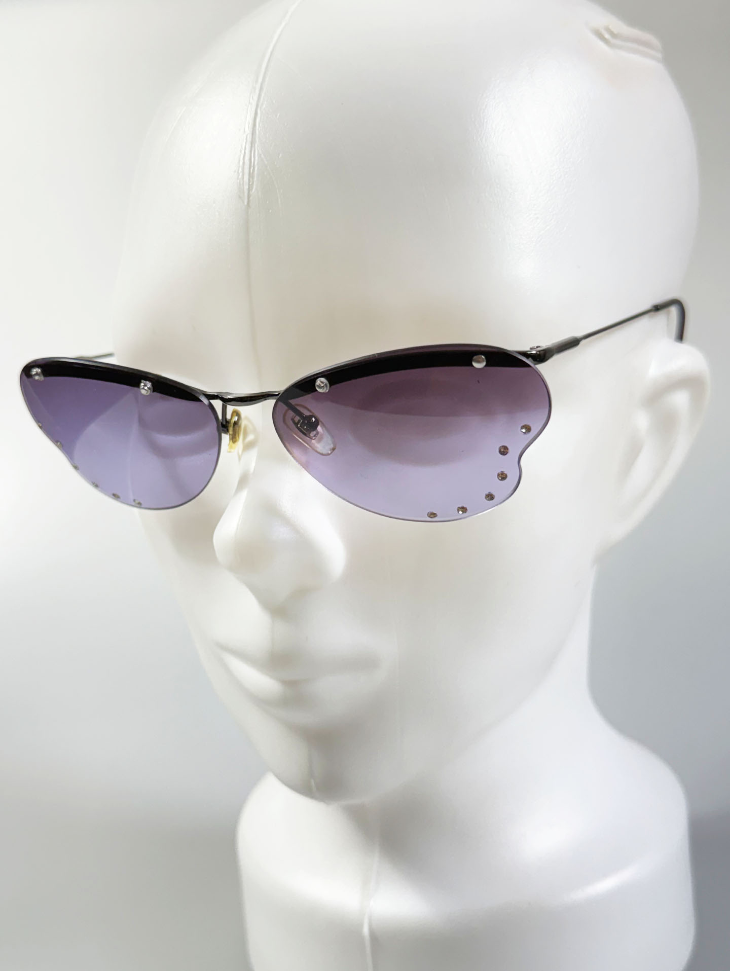 90's Butterfly Rimless Metal Tint Sunglasses