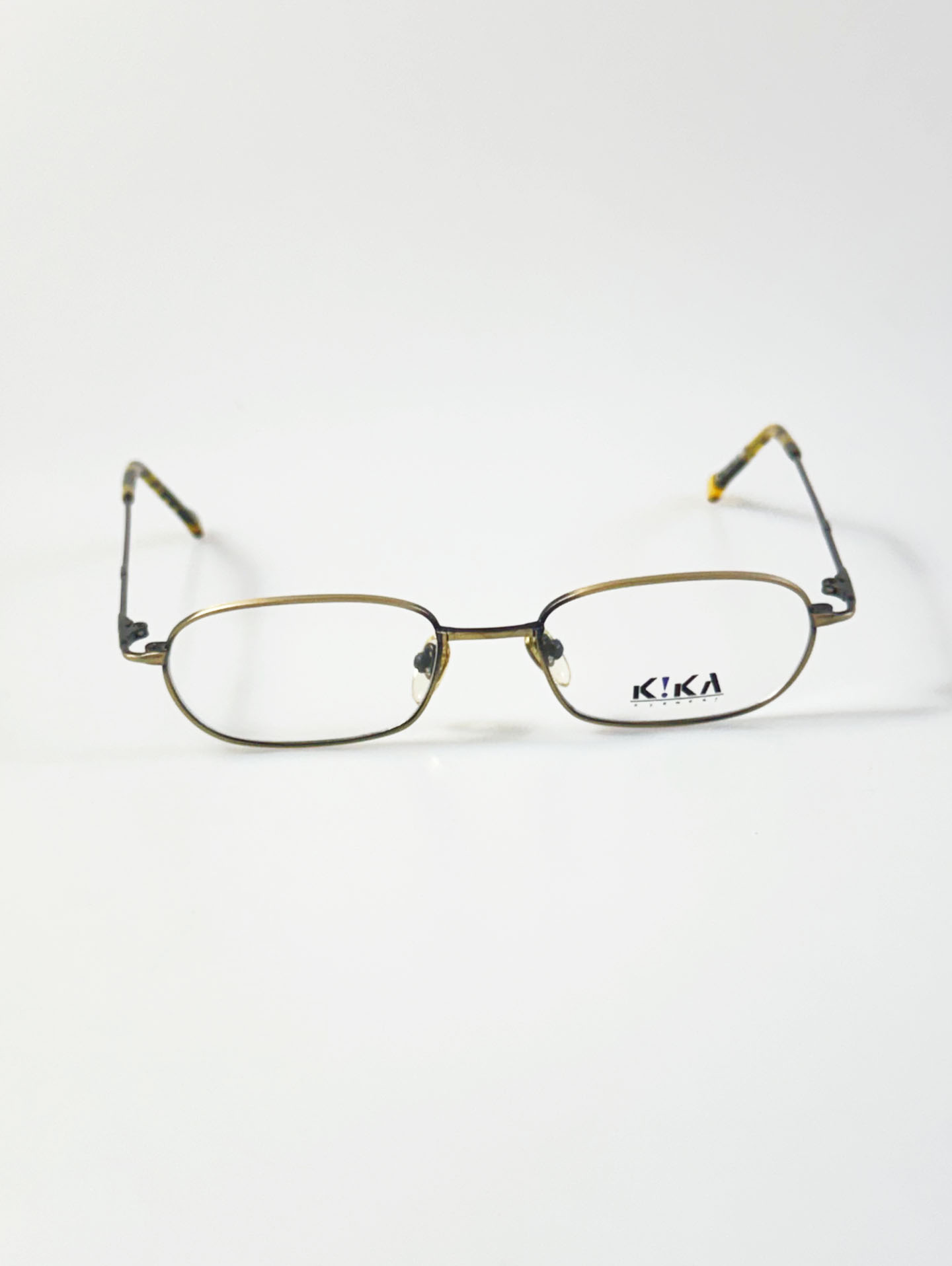 90's K!KA Matte Gold & Black Two-Tone Metal Slim Square Glasses