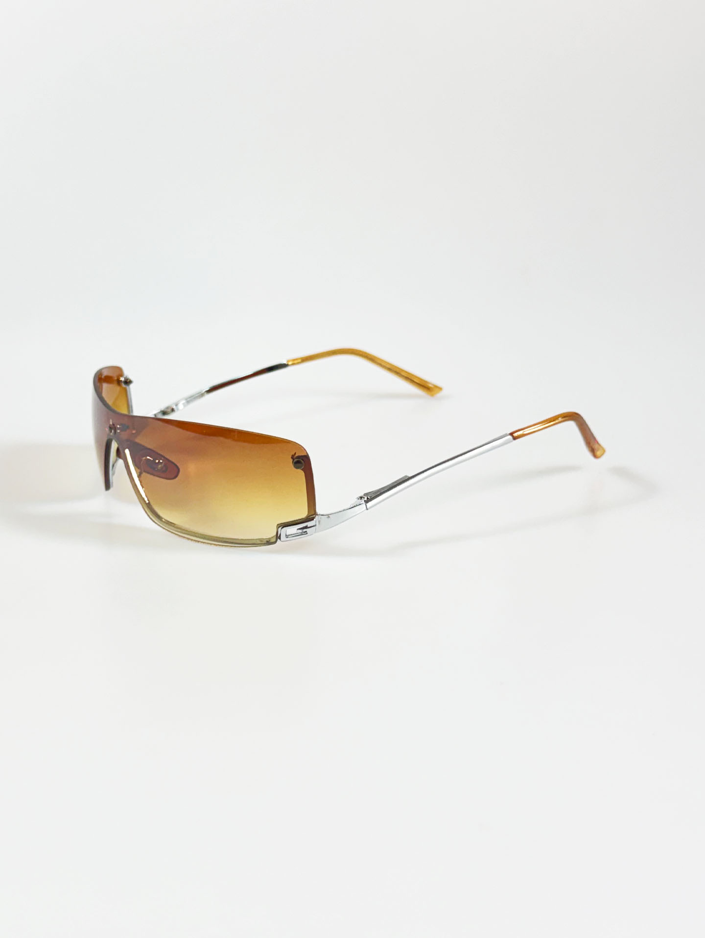 Rimless Shield Square Metal Tint Sunglasses