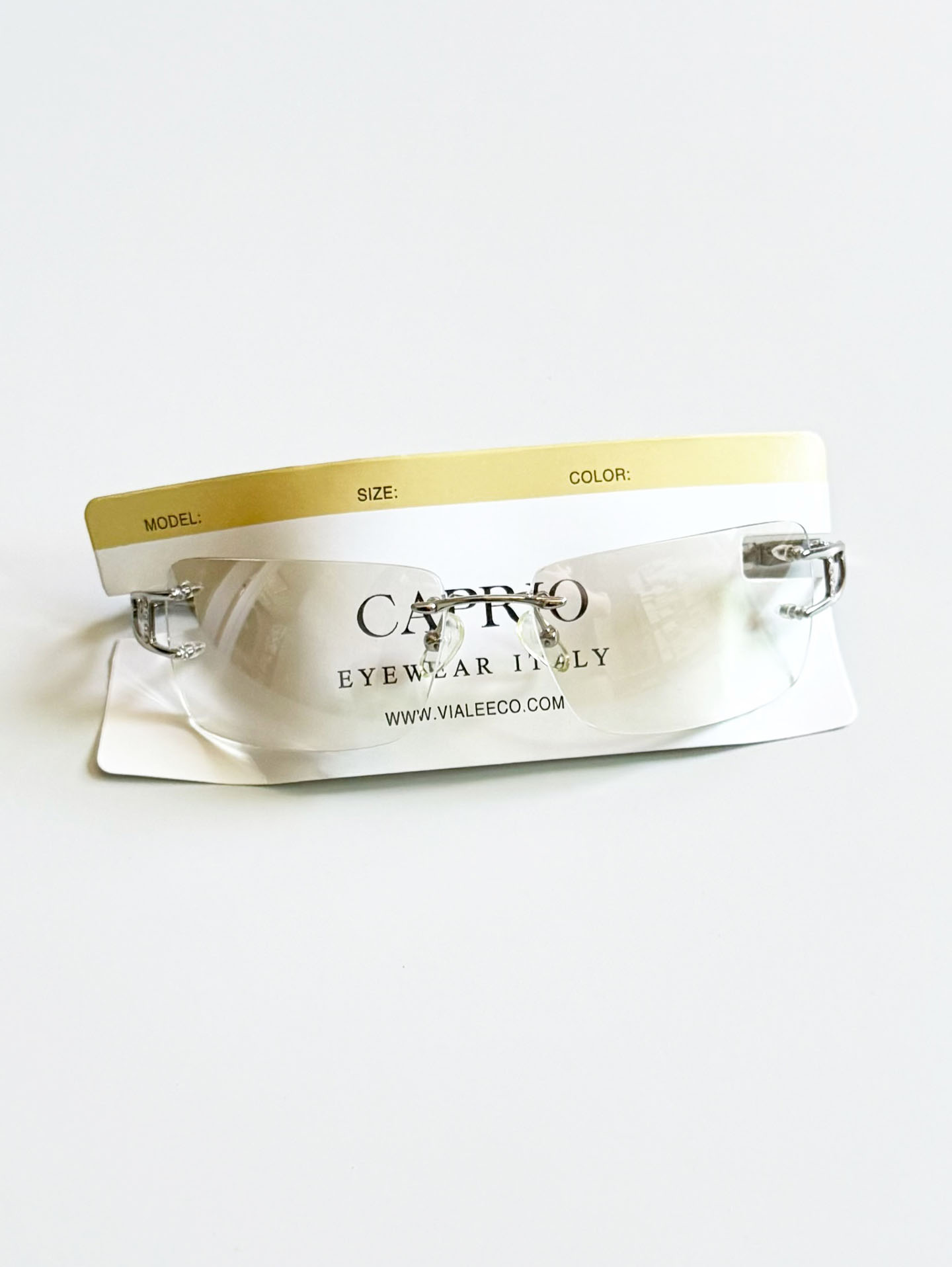 CAPRIO Rimless Square Metal Tinted Sunglasses