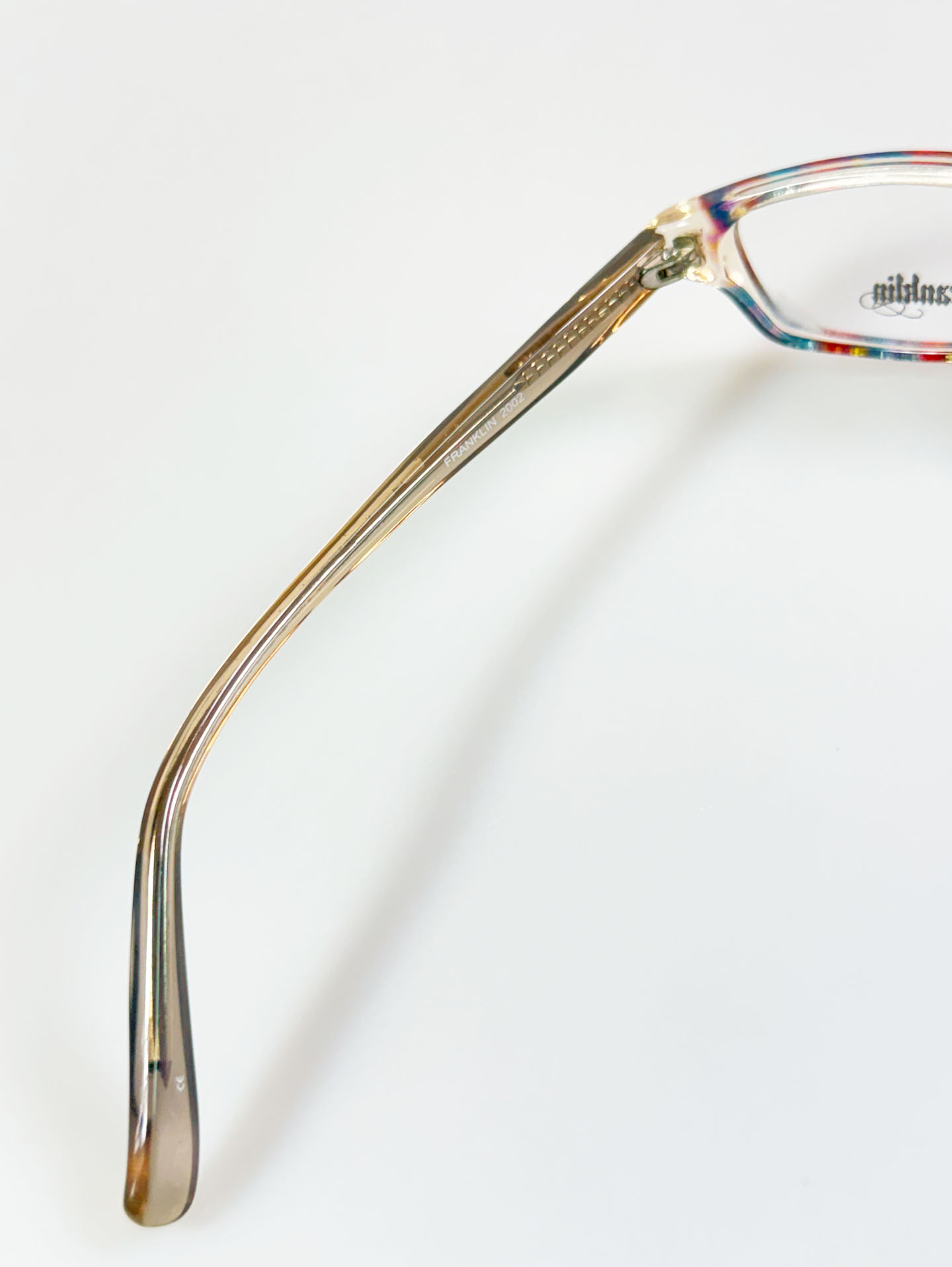90's Franklin Patterned Square Horn-Rim Frame Glasses