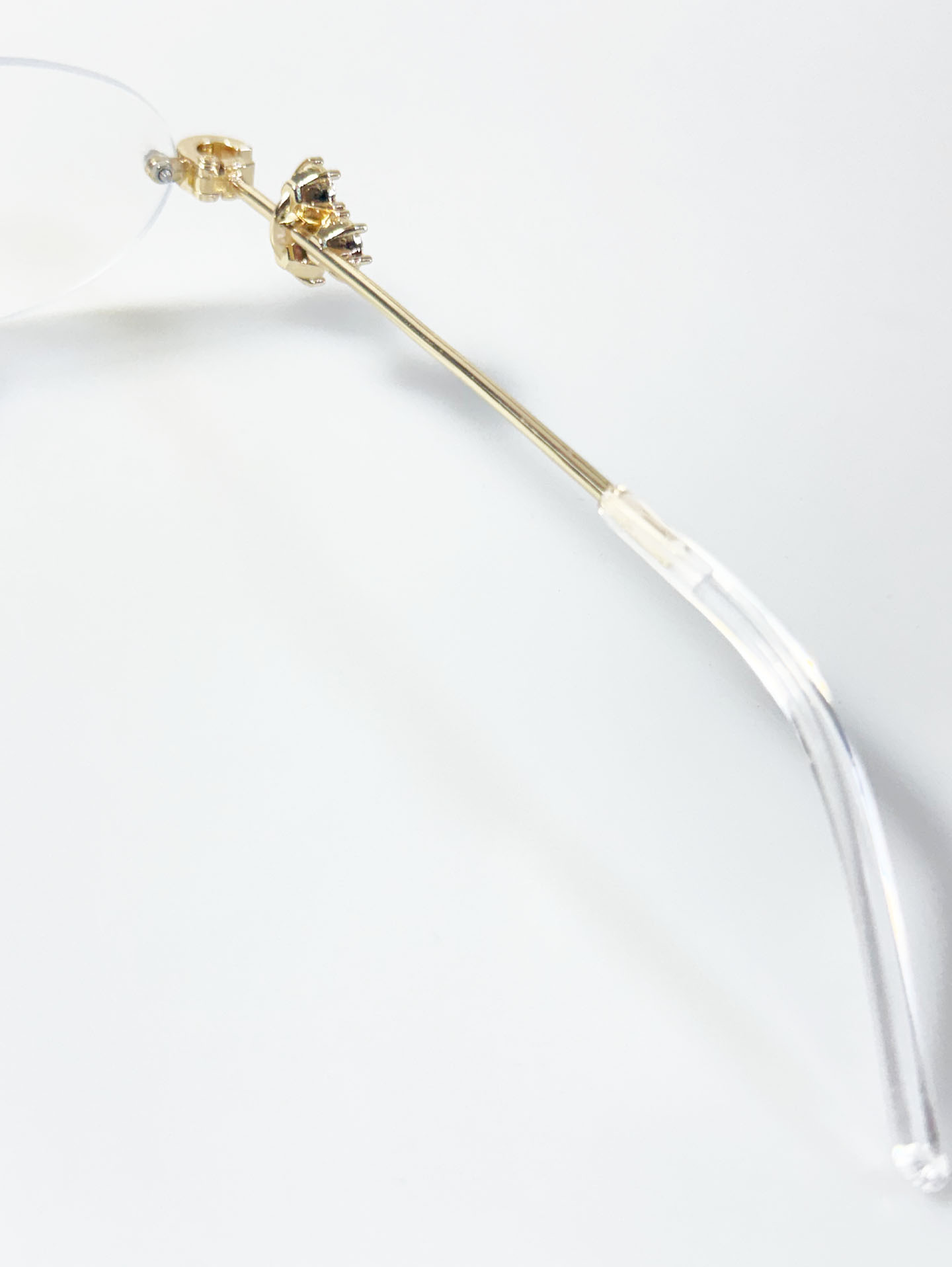 Gold Metal Rimless Oval Frame Glasses