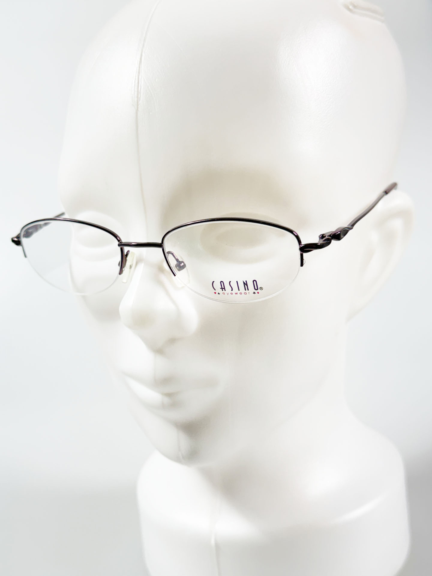CASINO EYEWEAR Violet Half-Rim Oval Metal Glasses