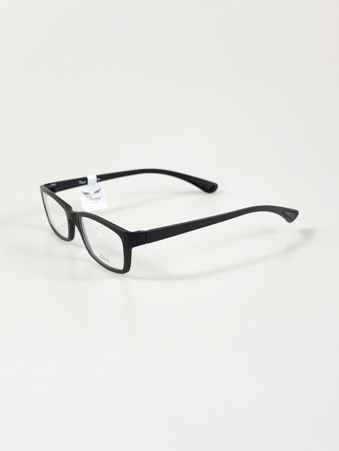 PLUME Lightweight Black Square Horn-Rim Frame Glasses