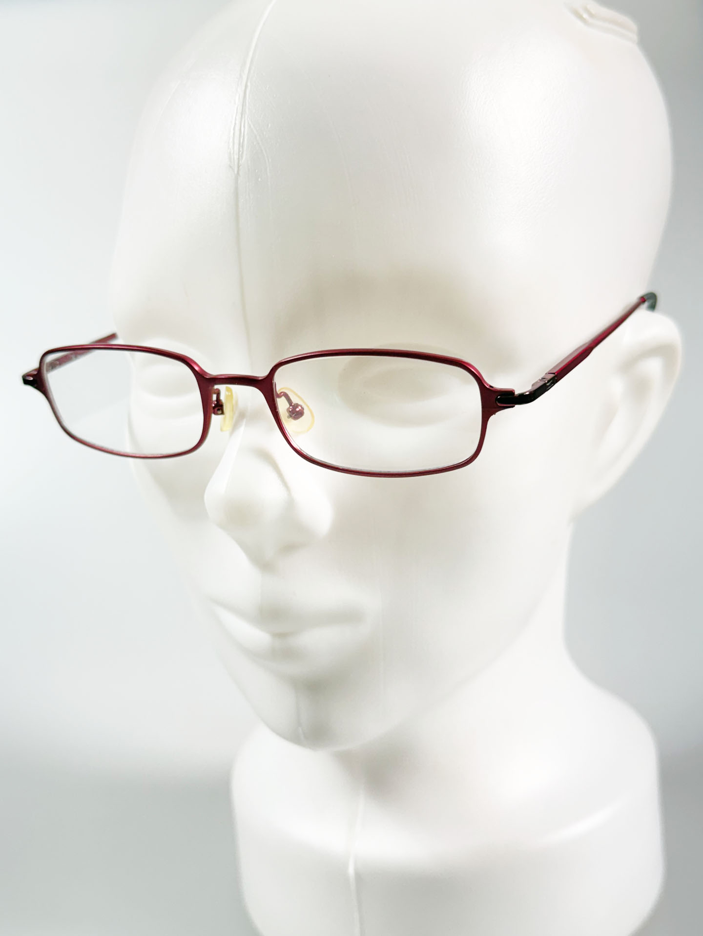 Cherry Pink Slim Square Metal Glasses