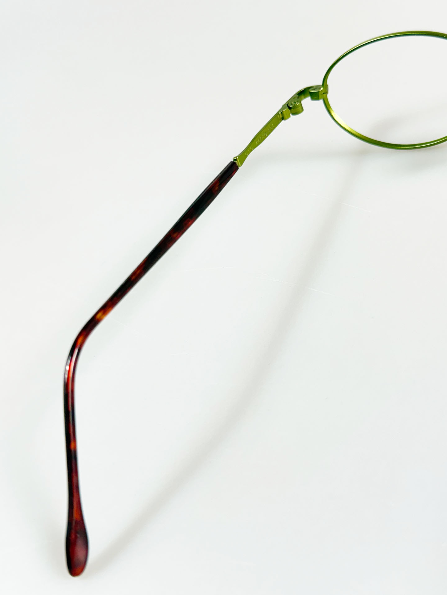 90's TORTOISE Forest Green Slim Oval Metal Frame Glasses