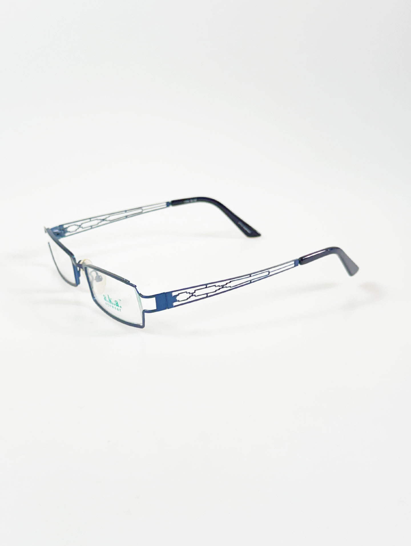 A.K.A. EYEWEAR Blue Slim Square Metal Glasses