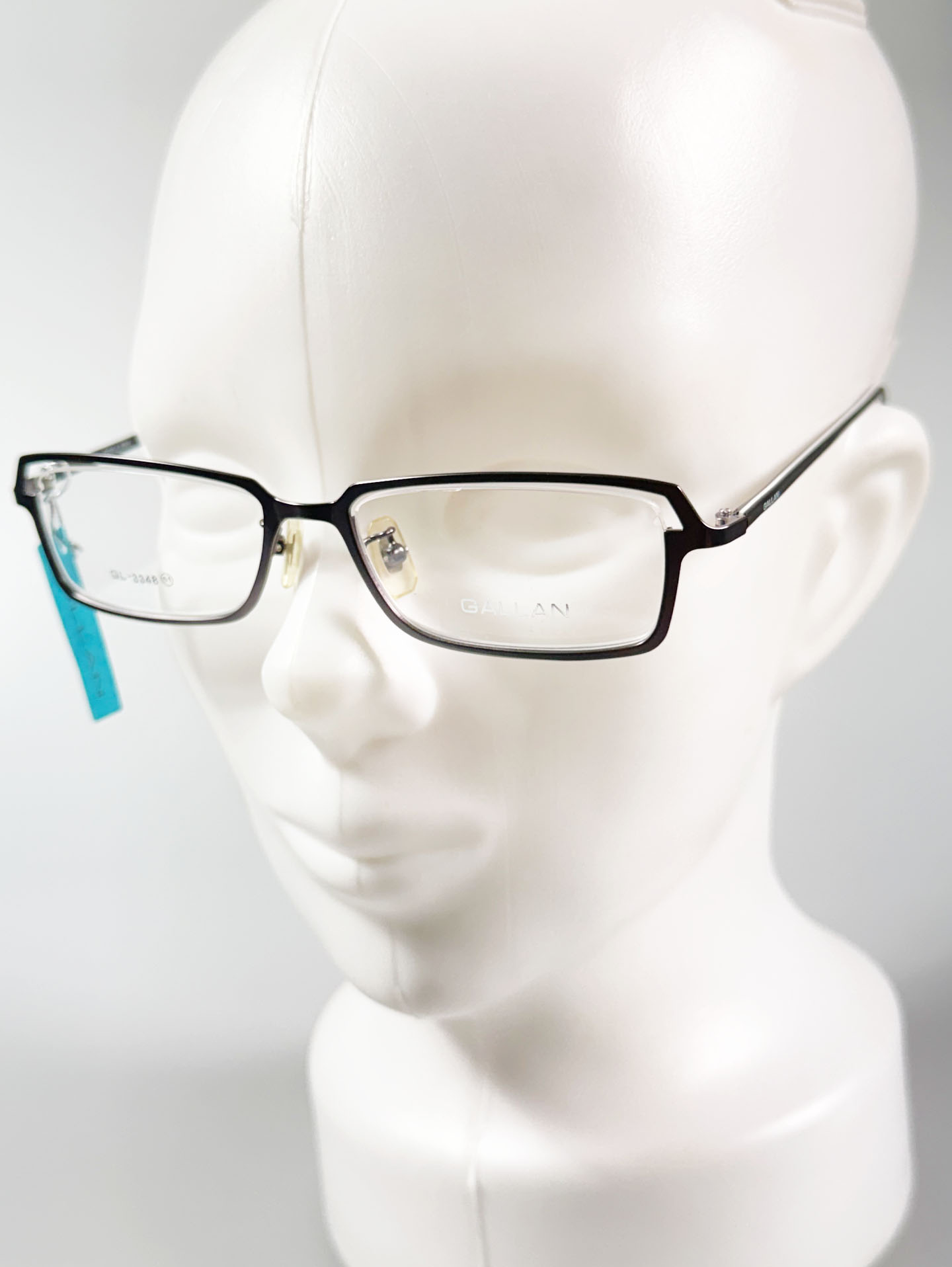 GALLAN Dark Silver Slim Square Metal Frame Glasses