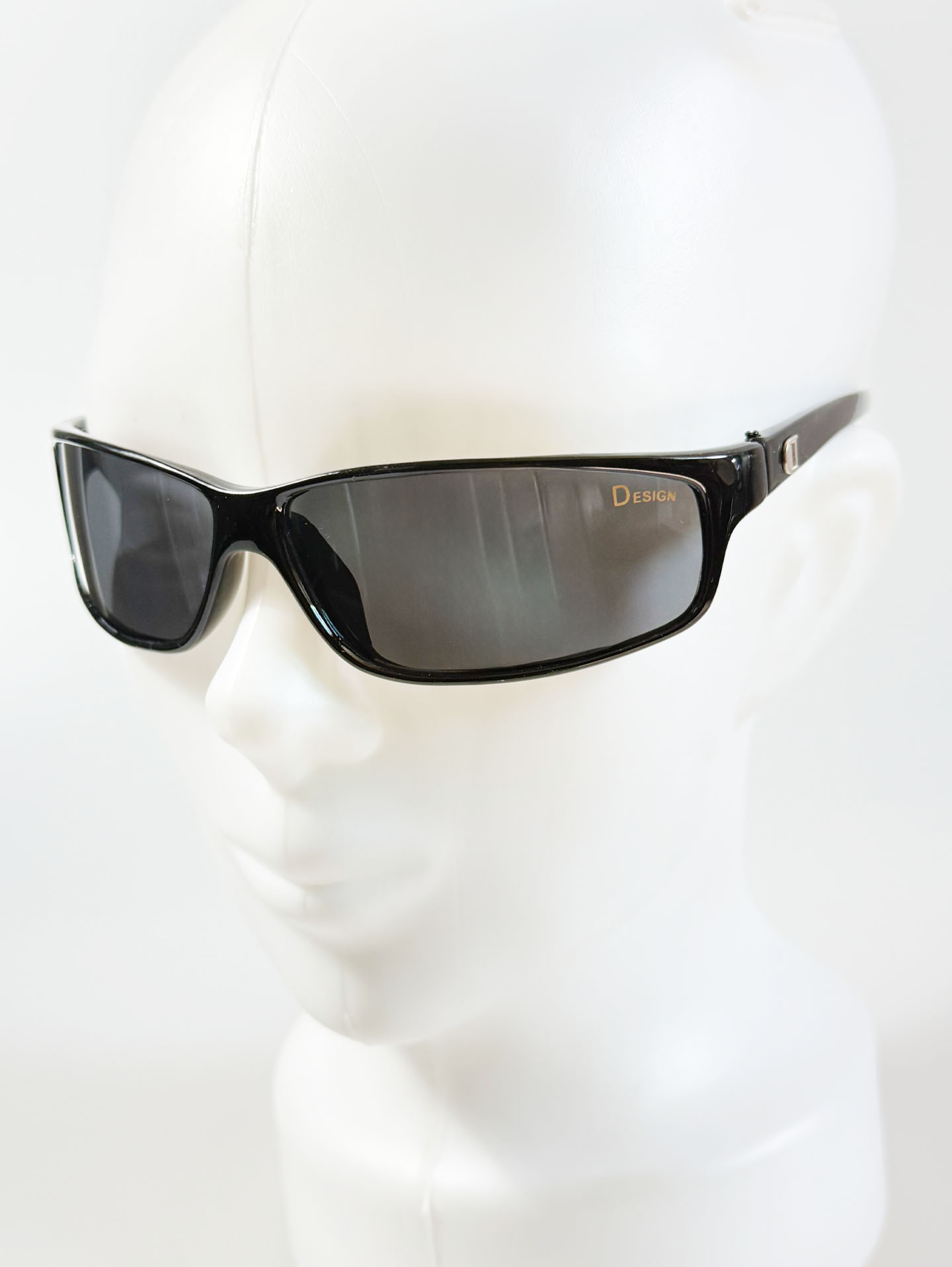 90's DESIGN Black Slim Square Wraparound Sunglasses