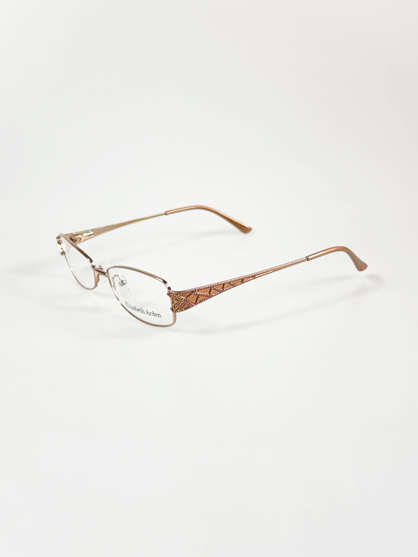 Elizabeth Arden Rose Gold Slim Square Metal Frame Glasses