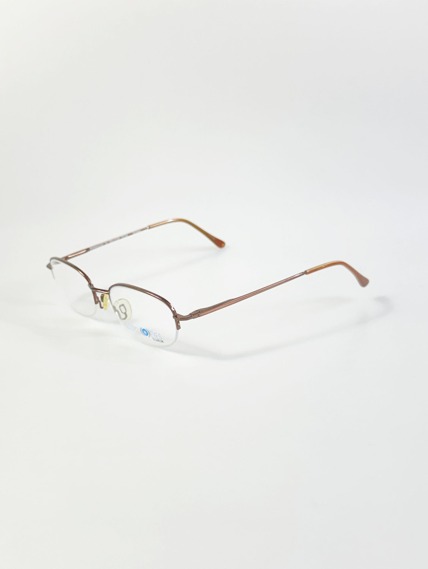 ILLUMIN EYES Bronze Titanium Semi-Rimless Square Frame Glasses