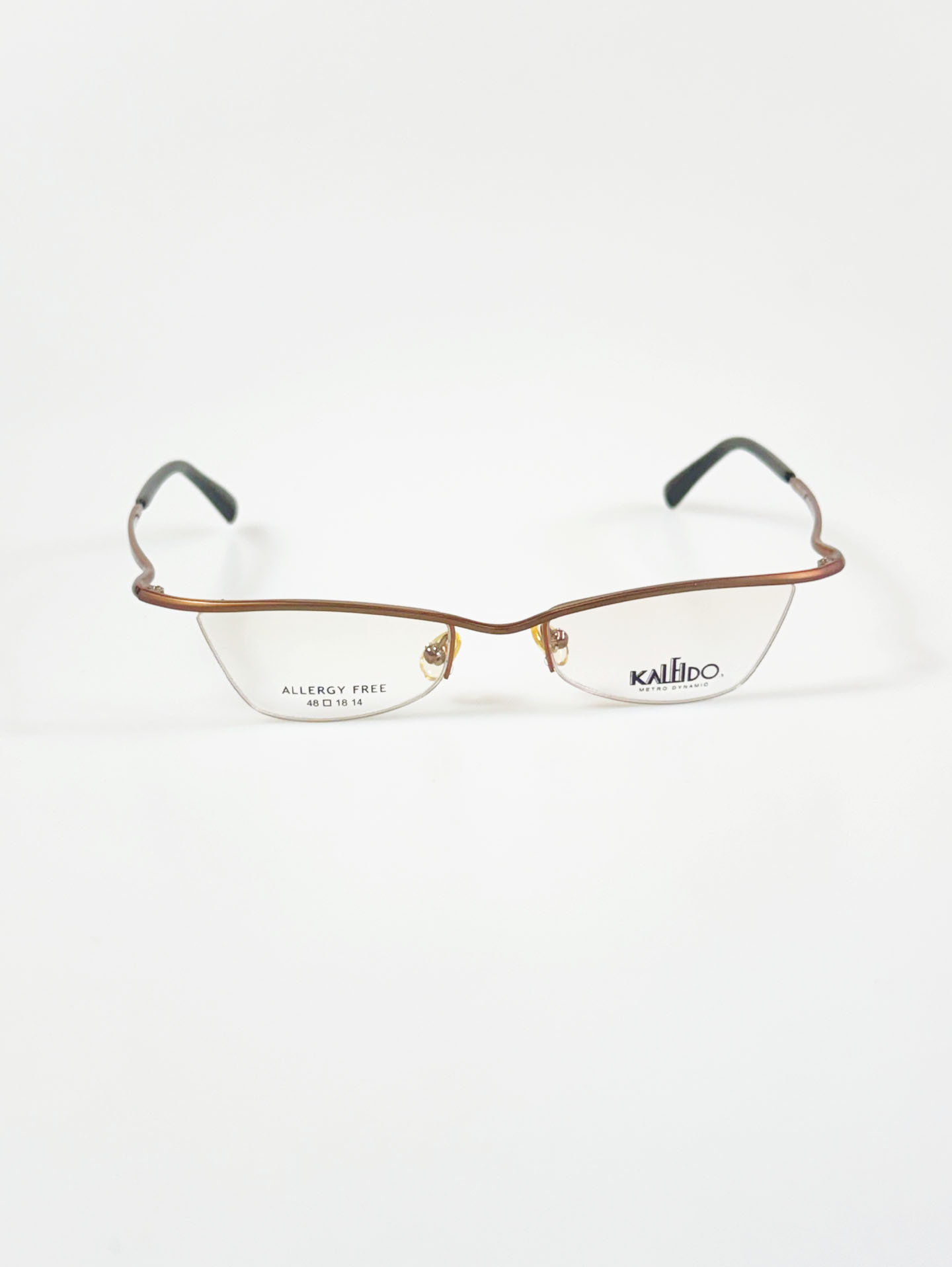 KALEIDO Bronze Half-Rim Square Metal Frame Glasses