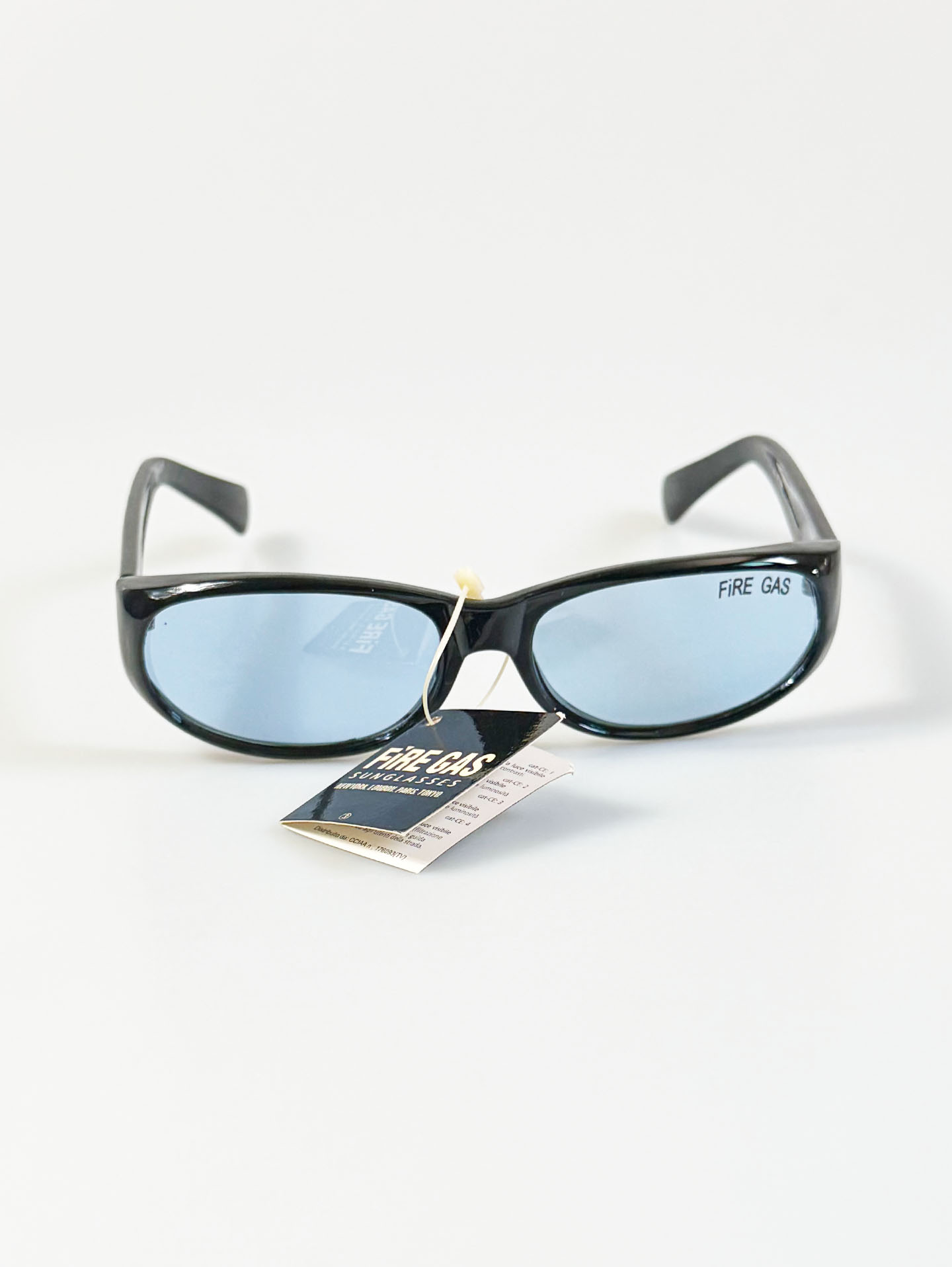 90's FIRE GAS Glossy Black Bold Oval Tint Sunglasses