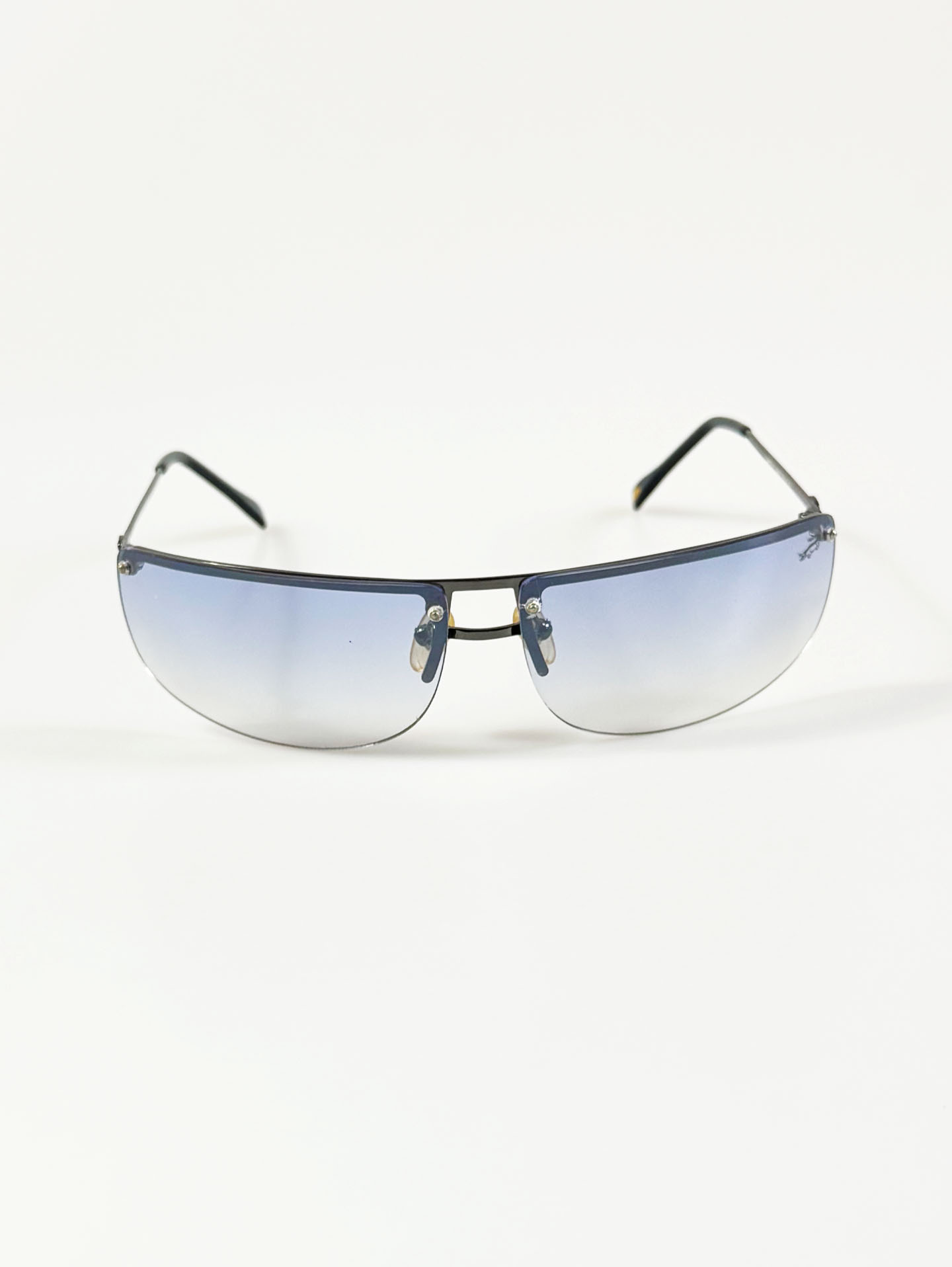 90's Cartelo Rimless Double Bridge Square Metal Tint Sunglasses