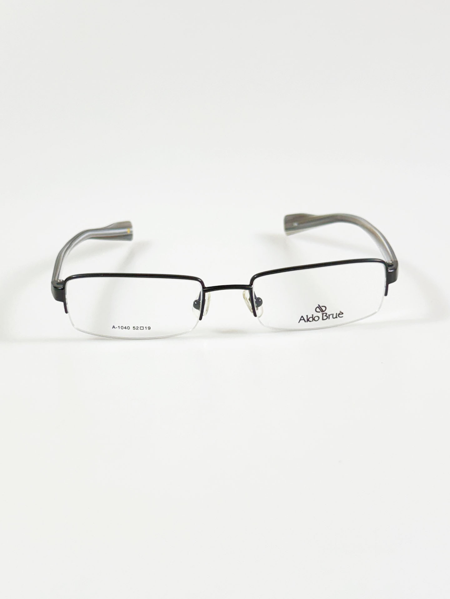 Aldo Brue Black Half-Rim Square Metal Glasses