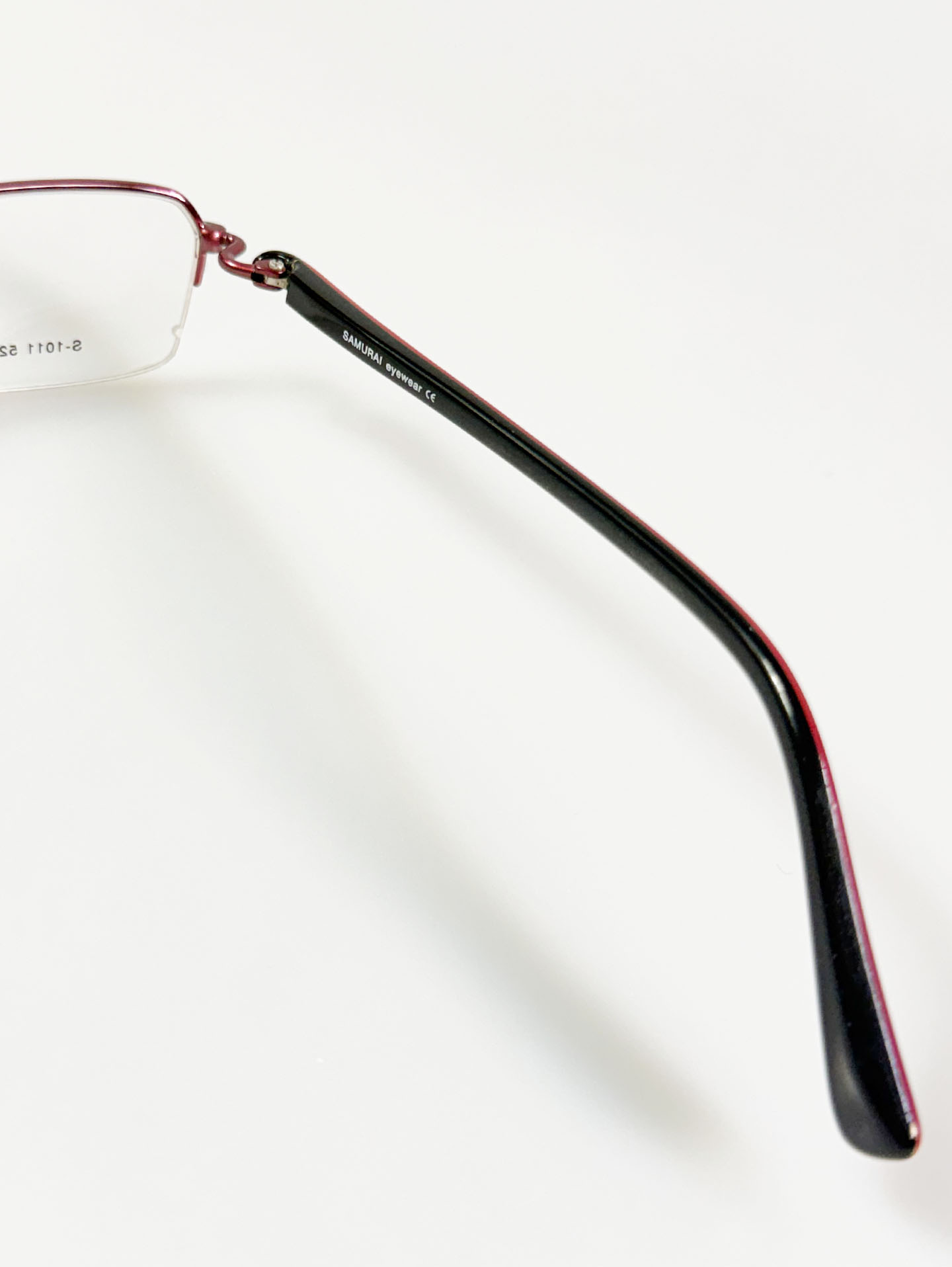 SAMURAI Eyewear Red Wine Half-Rim Square Metal Glasses