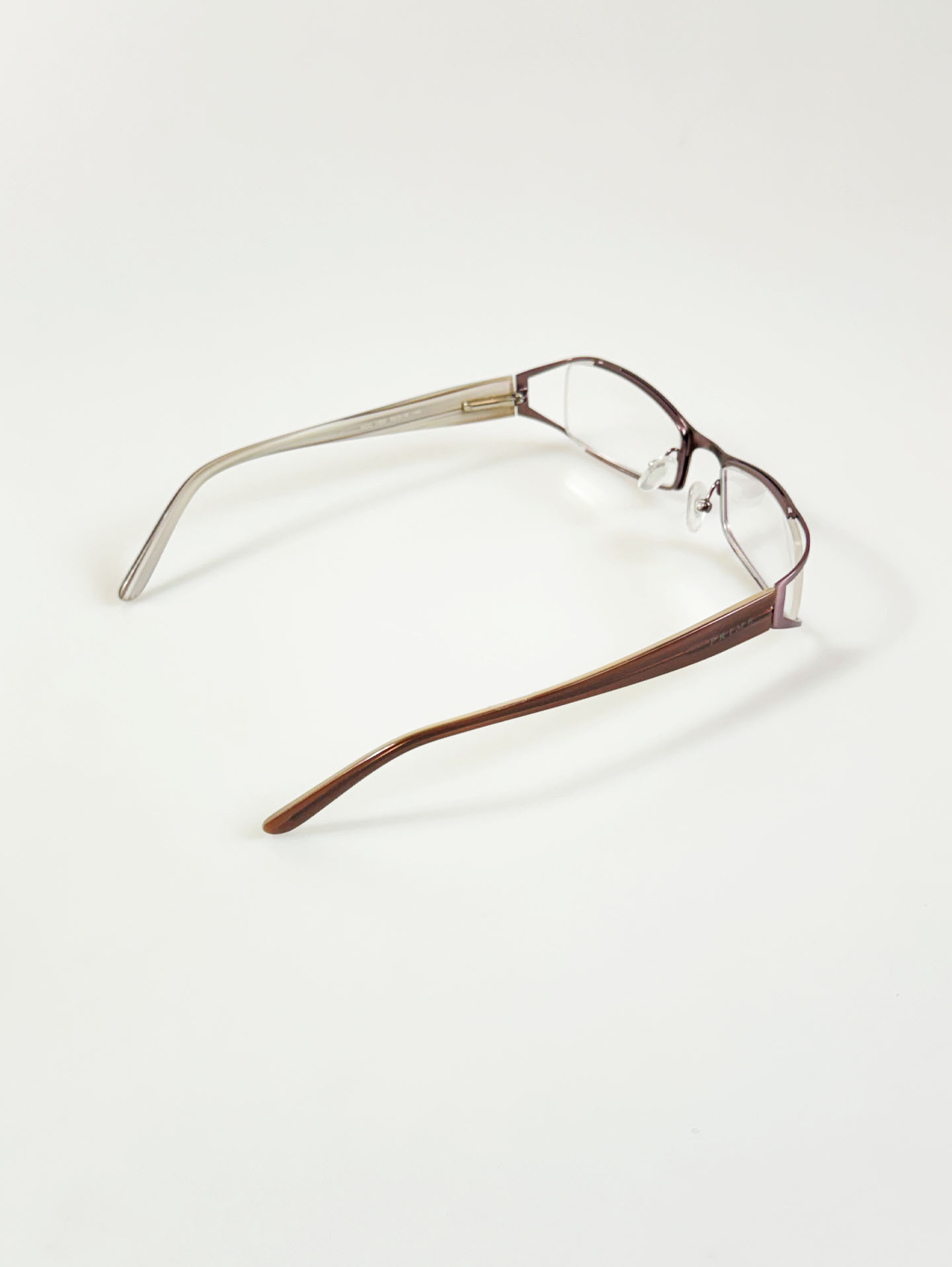 PRIME EYEWEAR Brown Slim Square Metal Frame Glasses