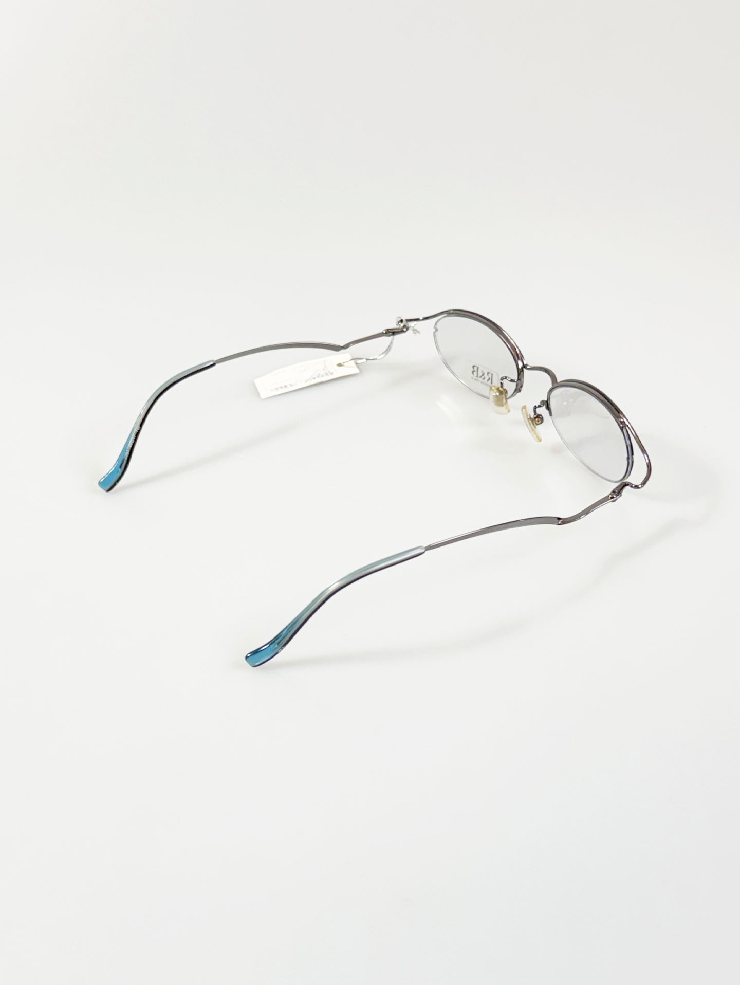 R&B Eyewear Silver Slim Oval Semi-Rimless Metal Glasses