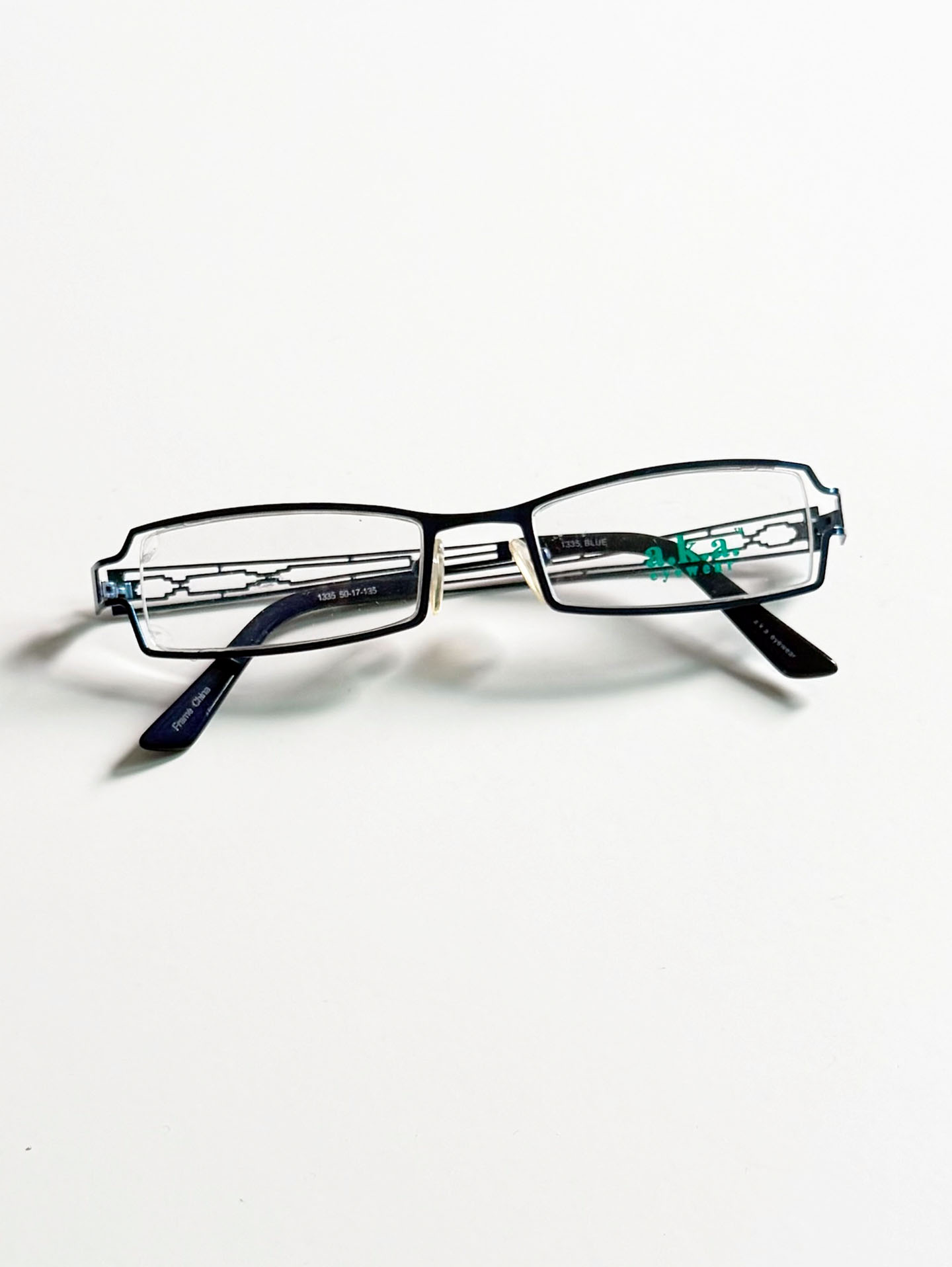 A.K.A. EYEWEAR Blue Slim Square Metal Glasses