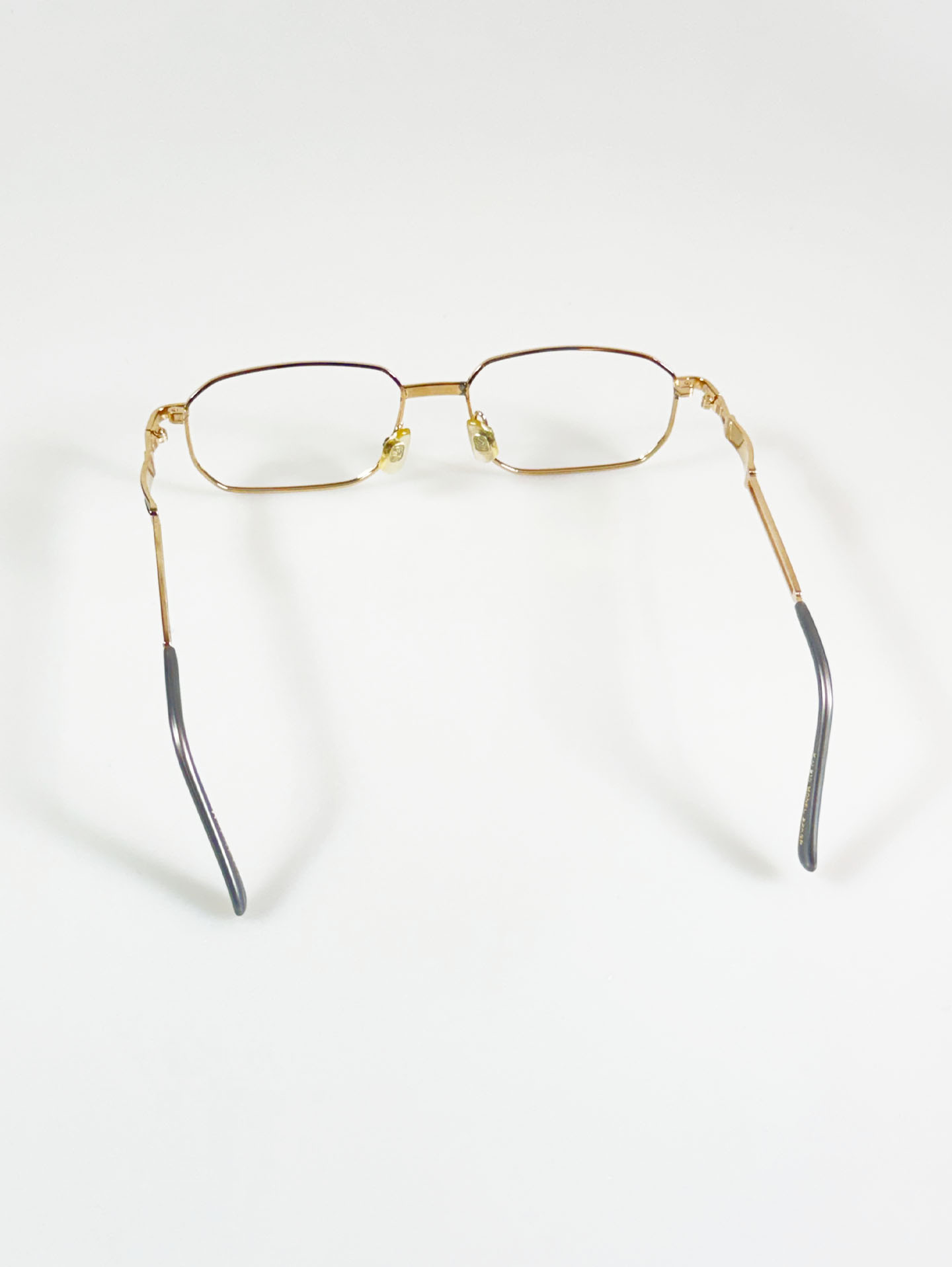 90's Retro Gold Slim Square Metal Glasses