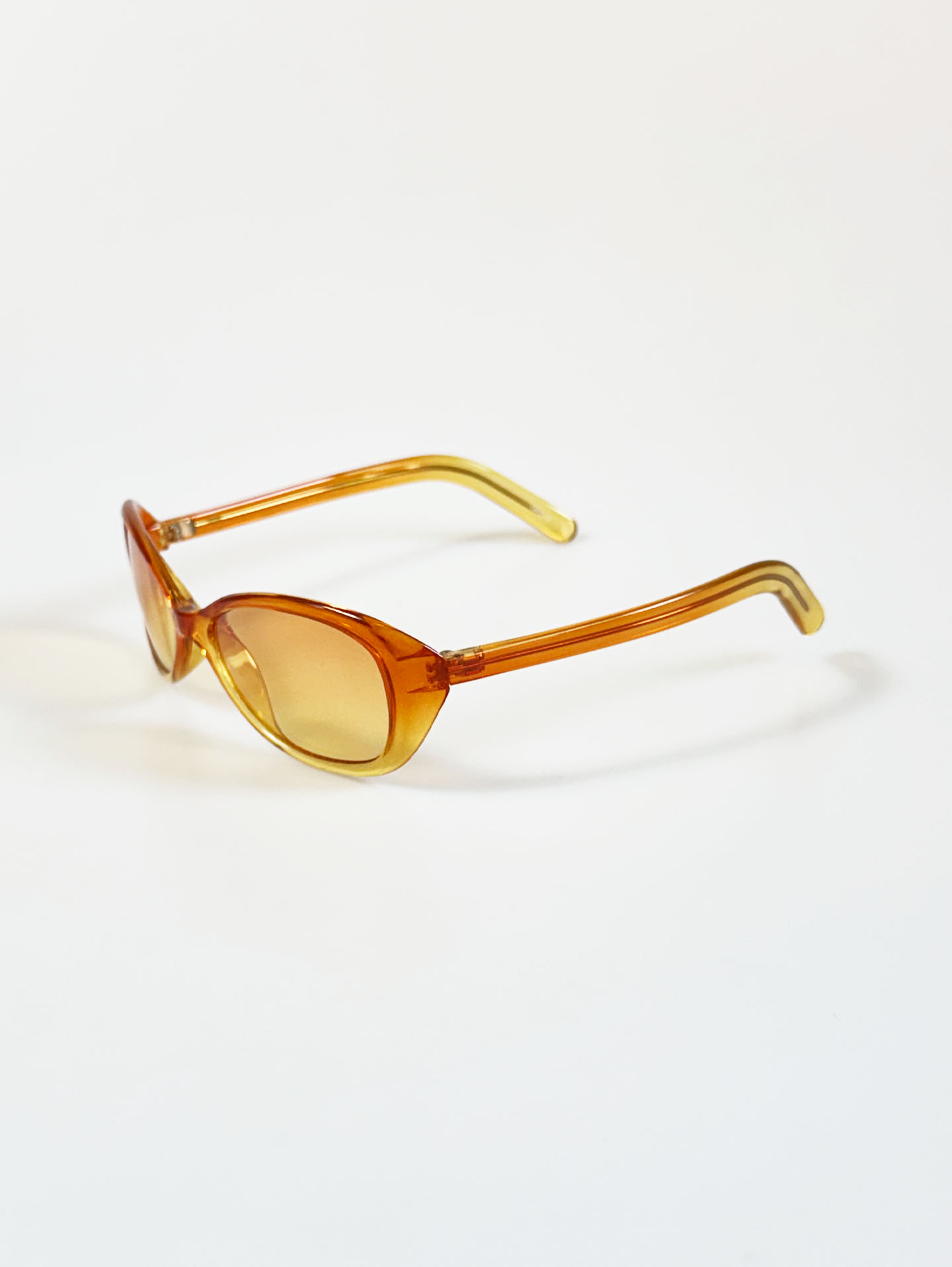 Amber Orange Bold Oval Wrap Frame Tint Sunglasses