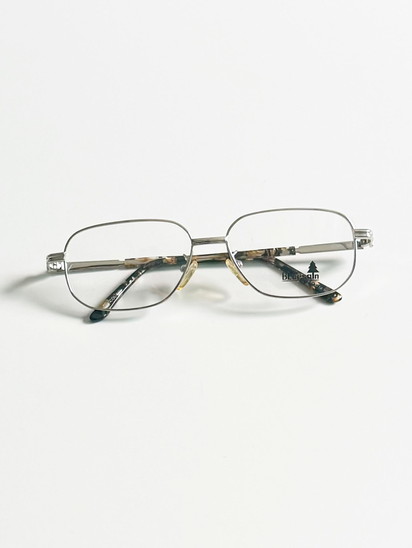 90's BLUESAIN Silver Slim Square Metal Glasses