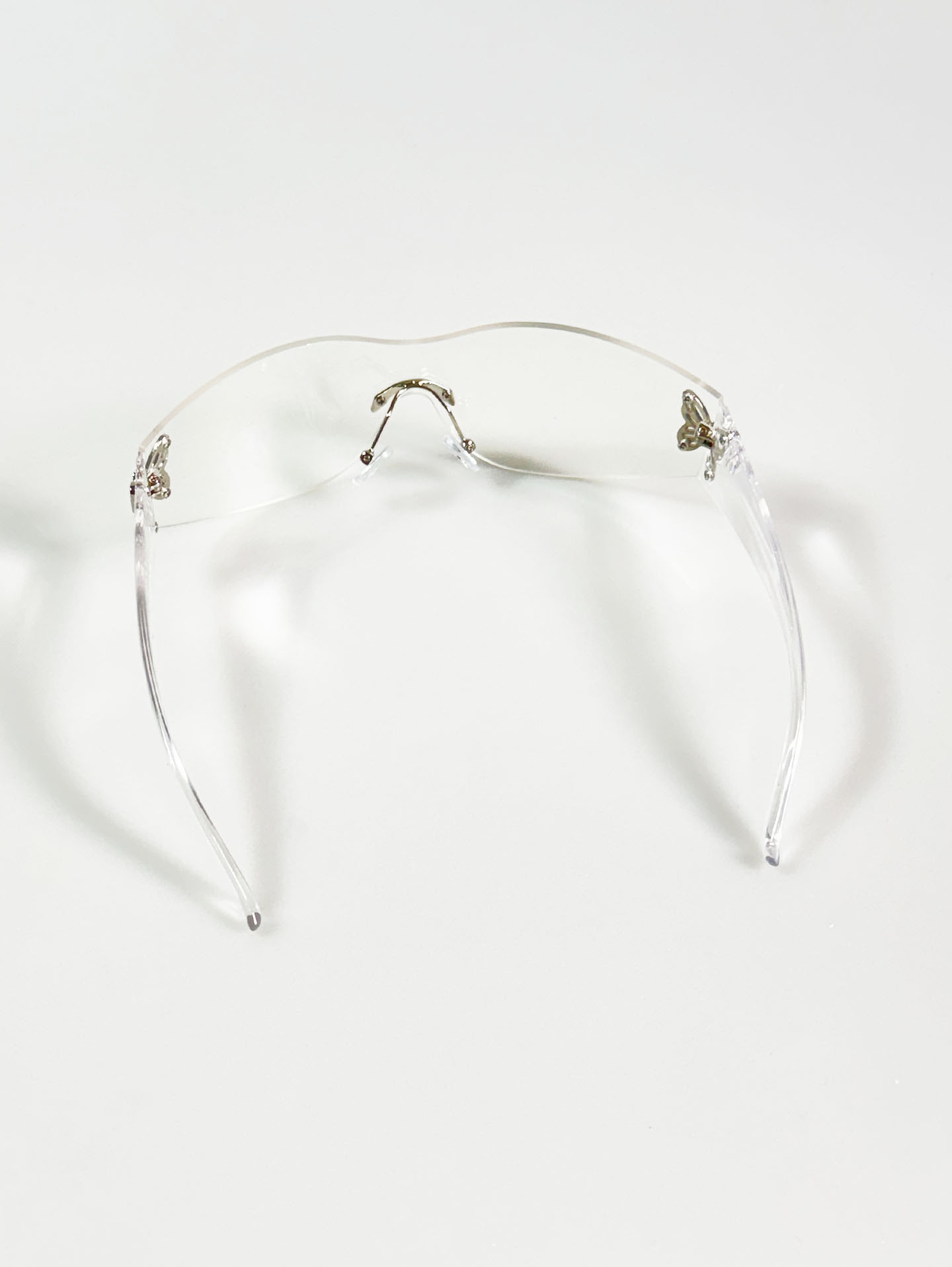 Rimless Shield Clear Lens Wraparound Sunglasses