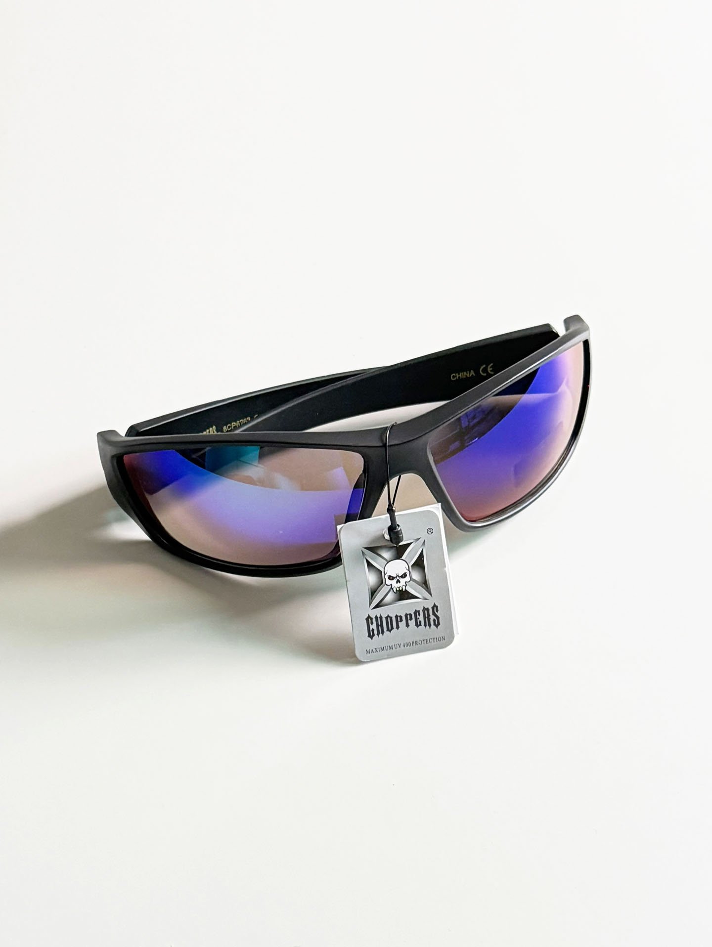 CHOPPERS Wraparound Matte Black Square Frame Sunglasses