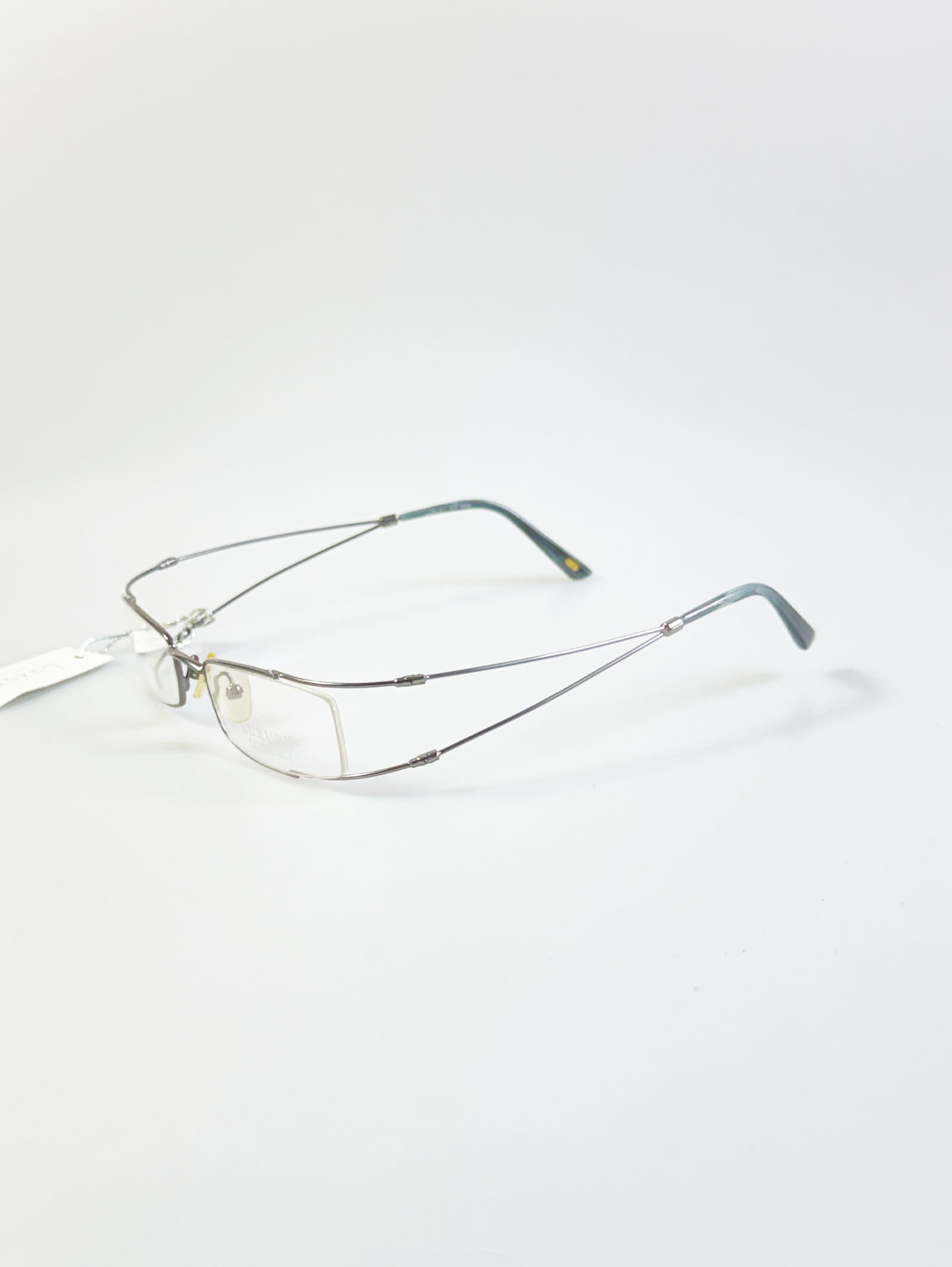 Luxury Occhiali Silver Slim Square Metal Frame Glasses