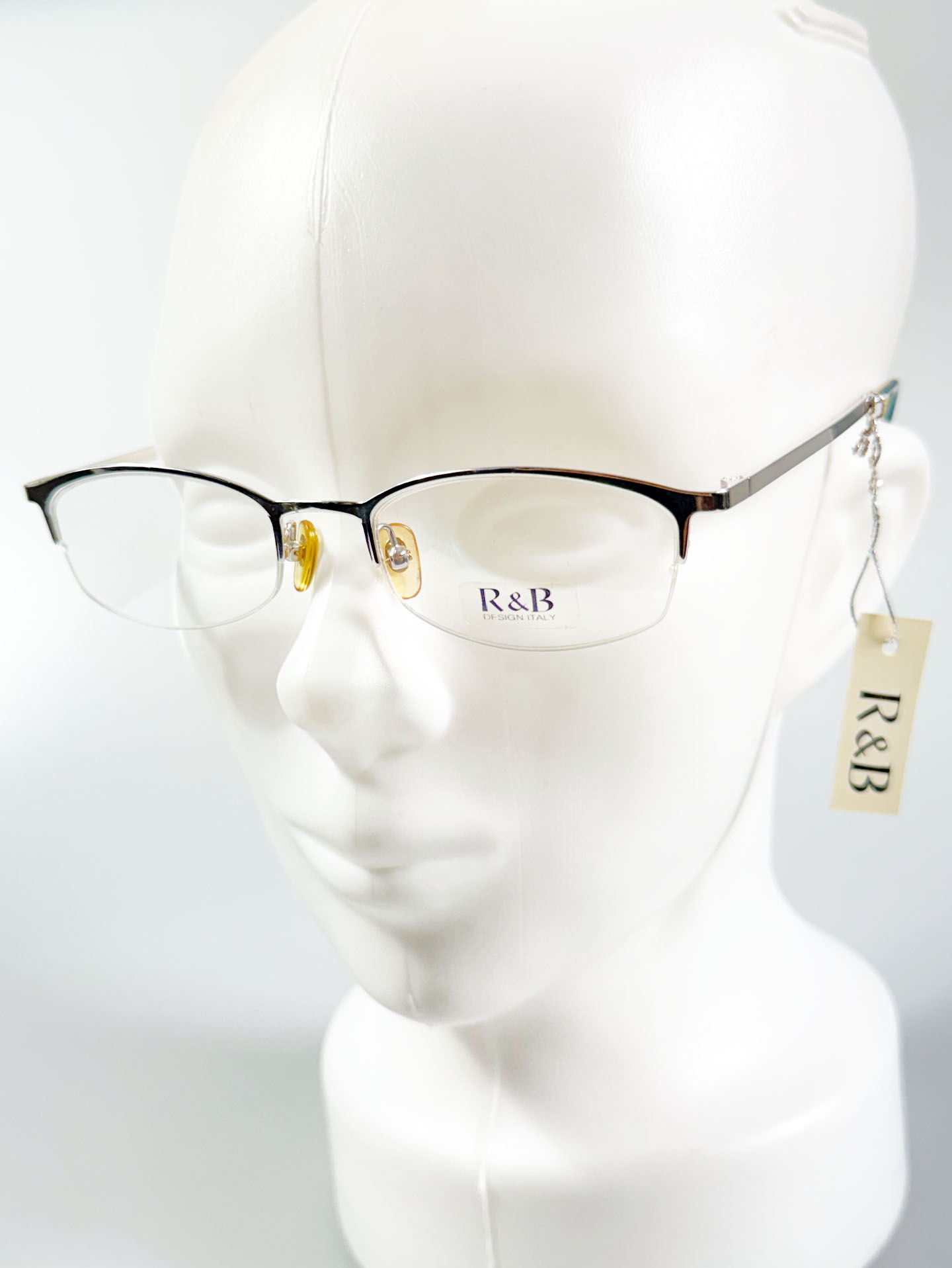 R&B Eyewear Silver Half-Rim Square Metal Glasses