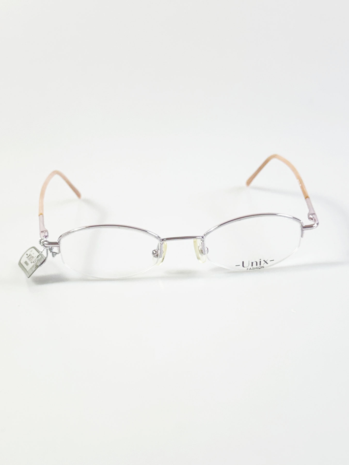 UNIX Light Pink Half-Rim Oval Metal Glasses