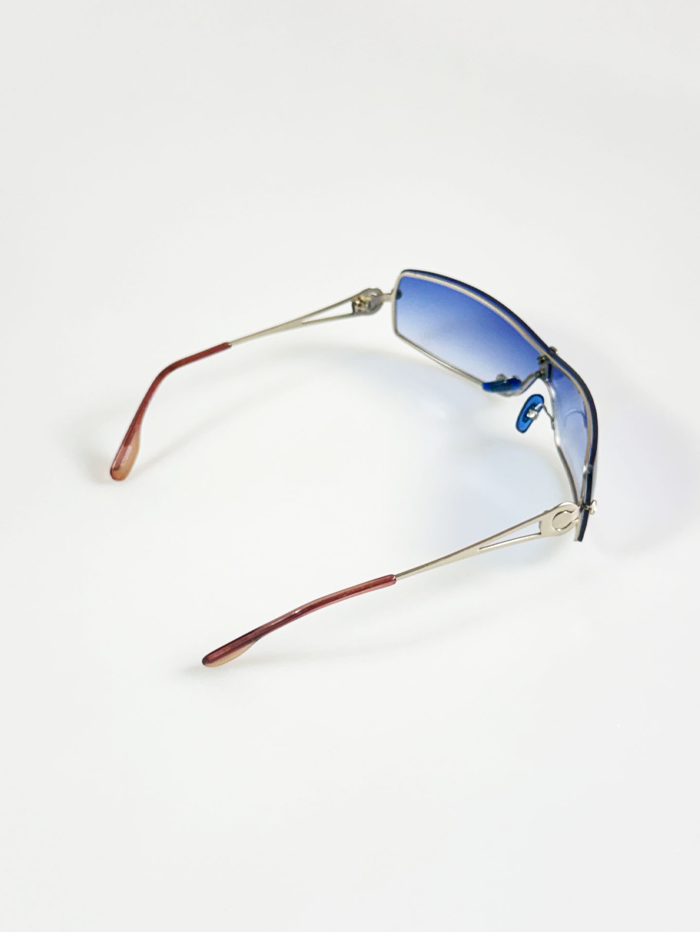 Rimless Wraparound Goggle Shield Metal Frame Sunglasses