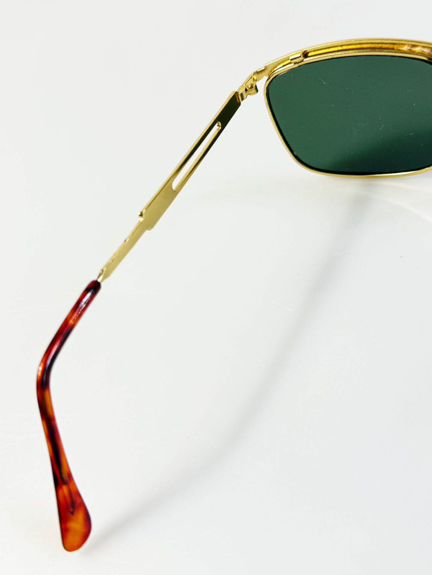 90's European Gold Metal Slim Square Sunglasses