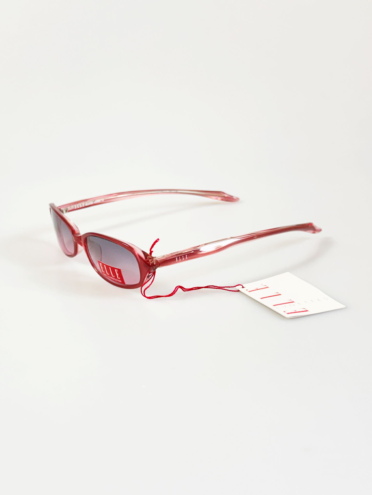 ELLE Paris Pink Translucent Slim Oval Frame Tint Sunglasses