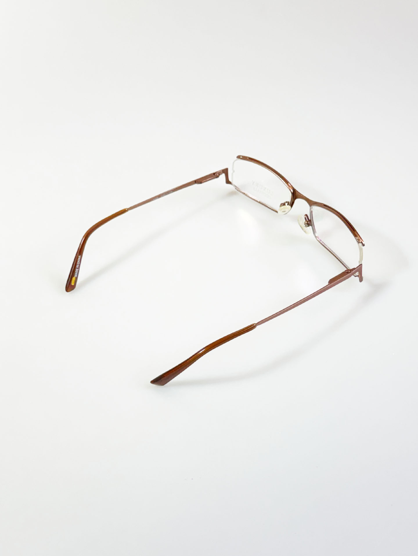 Luxury Occhiali Under-Rim Brown Square Metal Glasses