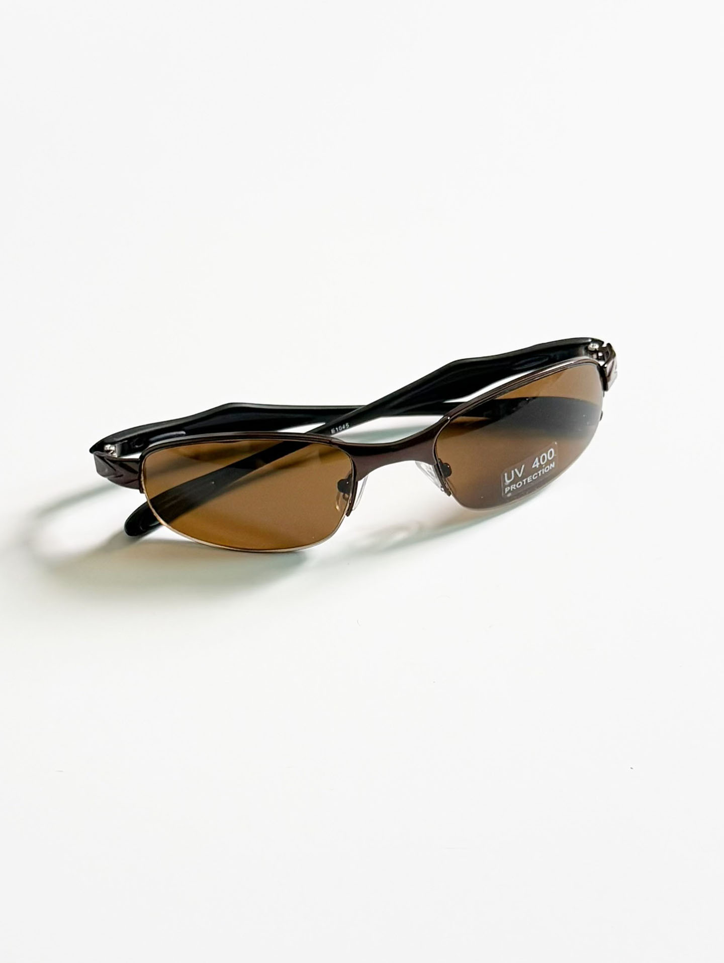 Bronze Semi-Rimless Square Metal Tint Sunglasses