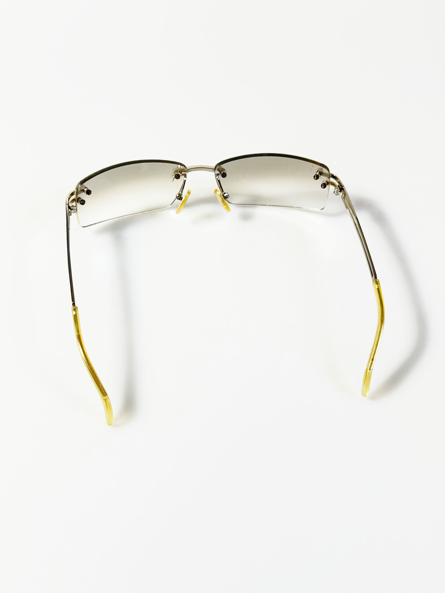 SUPERHERO Rimless Silver Square Metal Frame Sunglasses