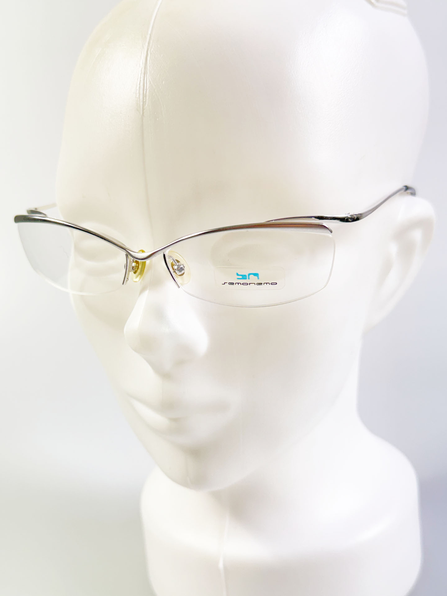 SEMONEMO Silver Semi-Rimless Square Metal Glasses