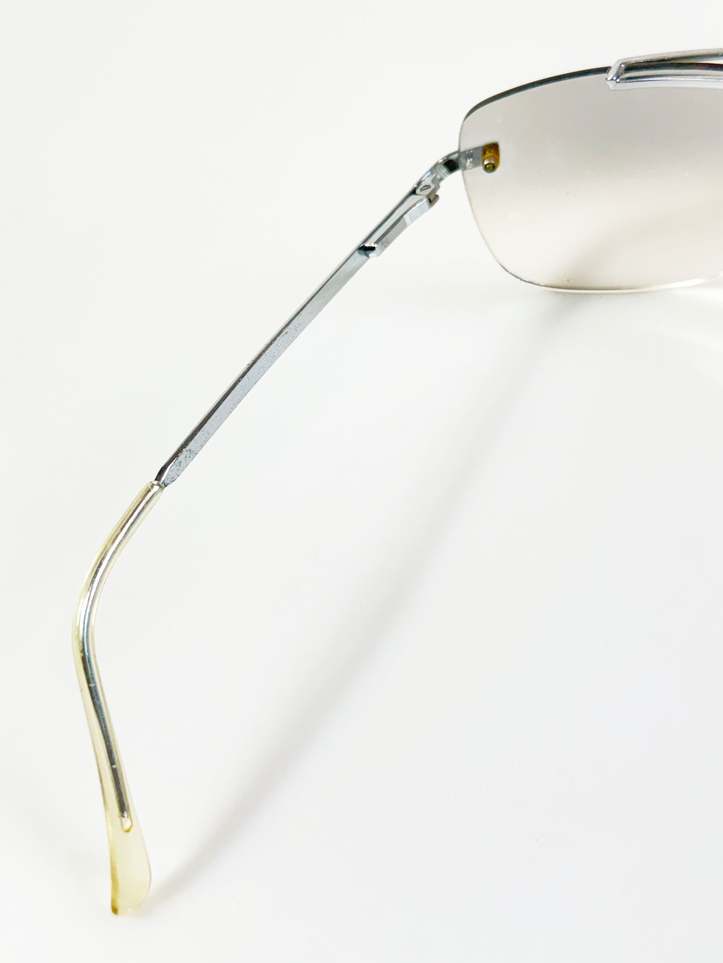 90’s Silver Double Bridge Rimless Square Metal Sunglasses