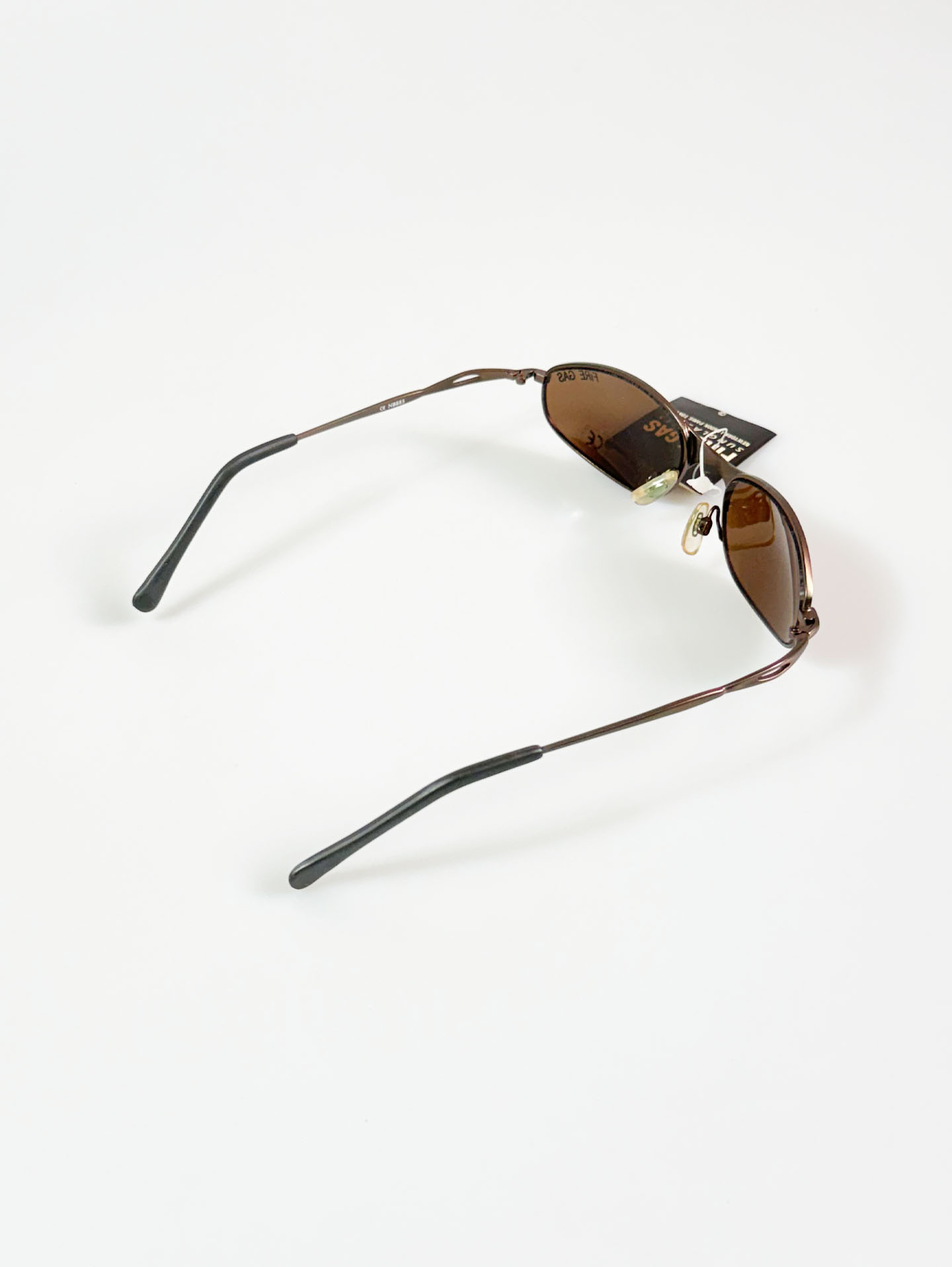 90's FIRE GAS Slim Oval Brown Metal Frame Titned Sunglasses