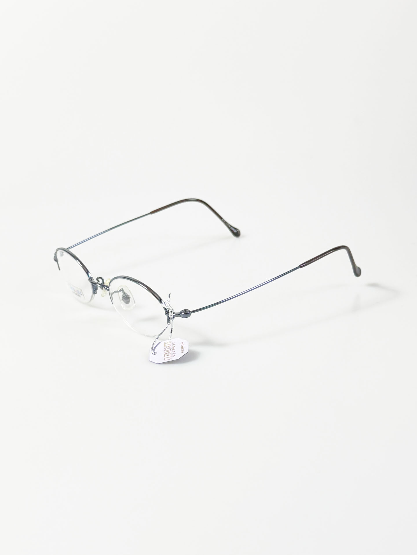 Clemonte Slim Oval Semi-Rimless Metal Frame Glasses